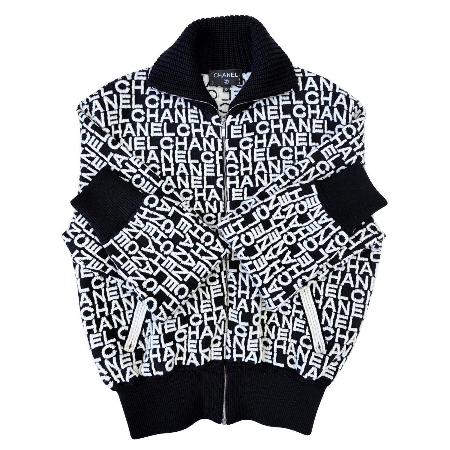 Chanel Printed Coco Neige Zip Up Bomber Jacket