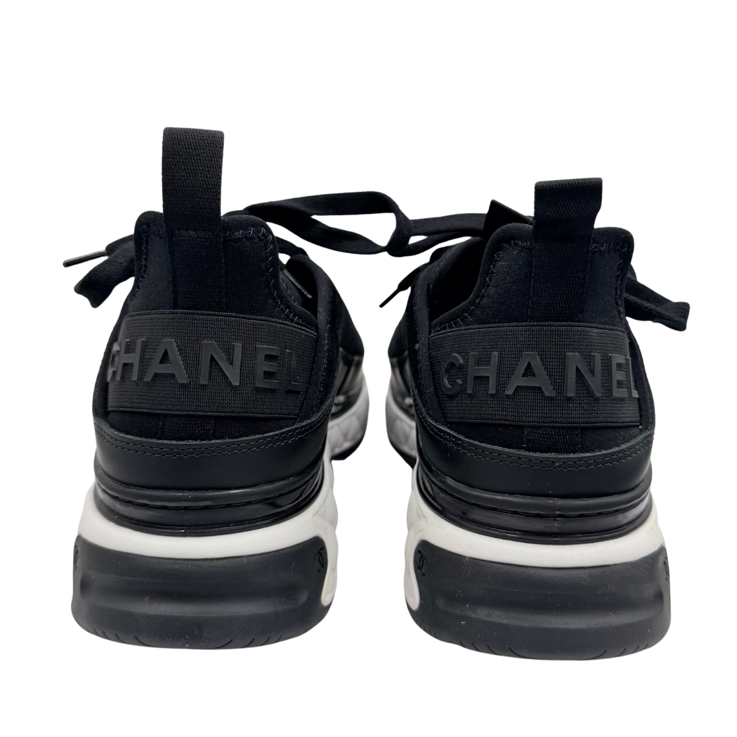 Chanel Velvet Calfskin Mixed Fibers CC Sneakers Black