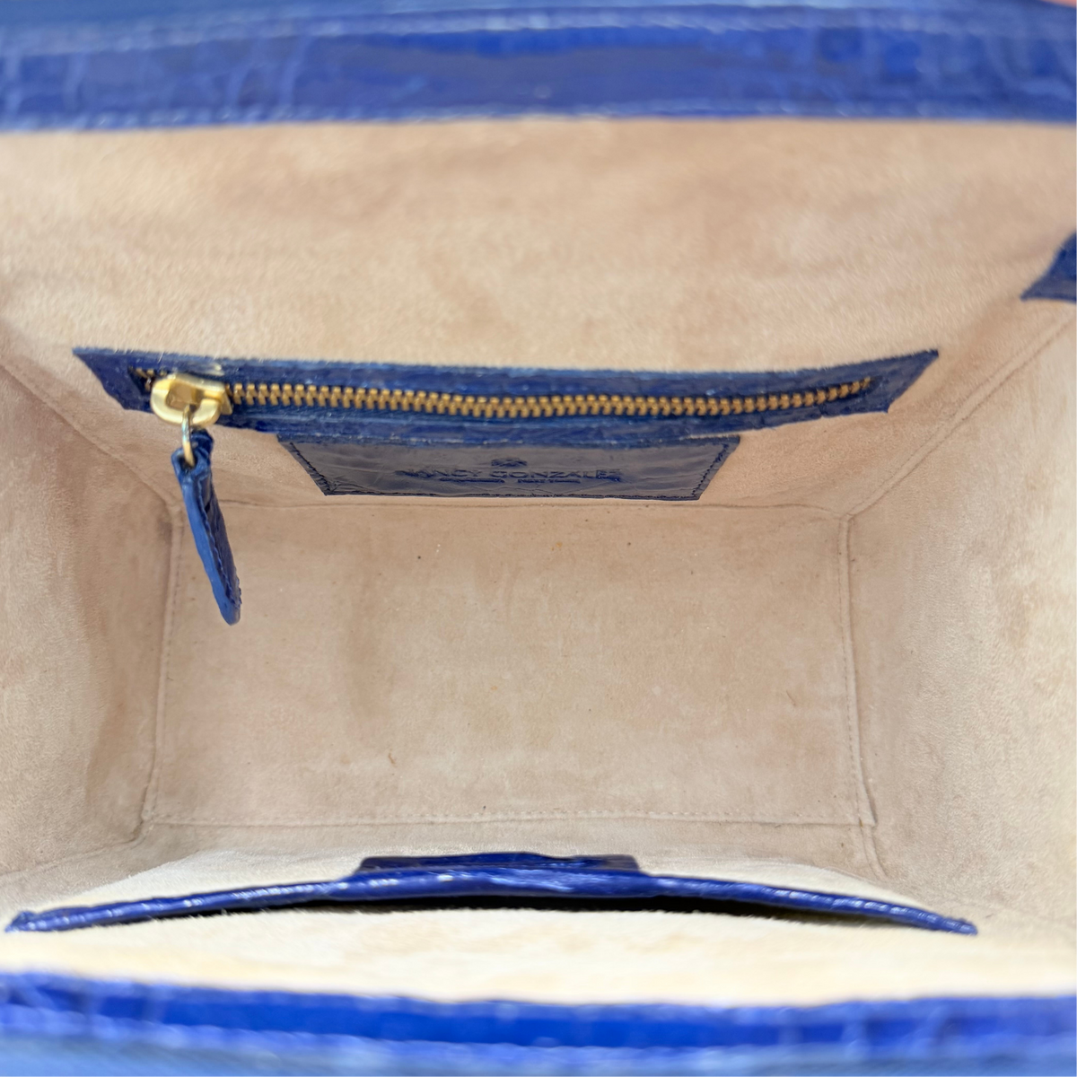 Gradient Crocodile Leather Bag Blue