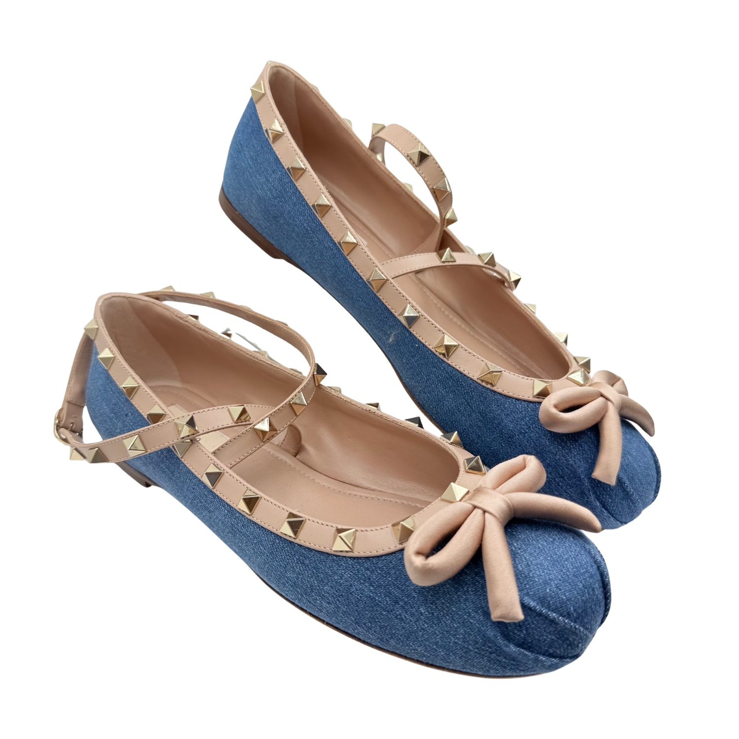 Valentino Rockstud Denim Ballerina Rockstud Flats