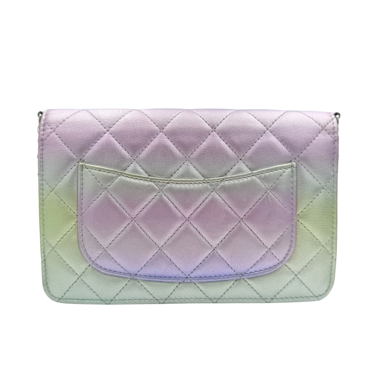 Chanel Gradient Metallic Quilted Wallet On Chain Iridescent