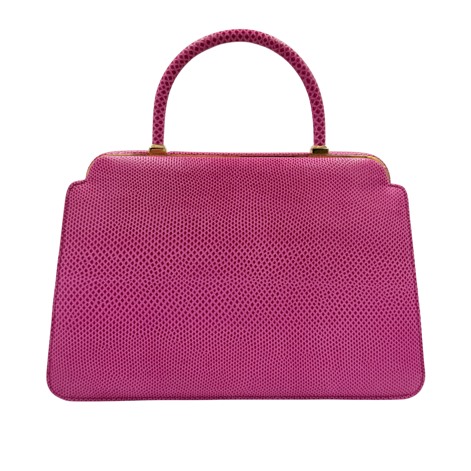 Judith Lieber Vintage Lizard Leather Top Handle Bag Pink