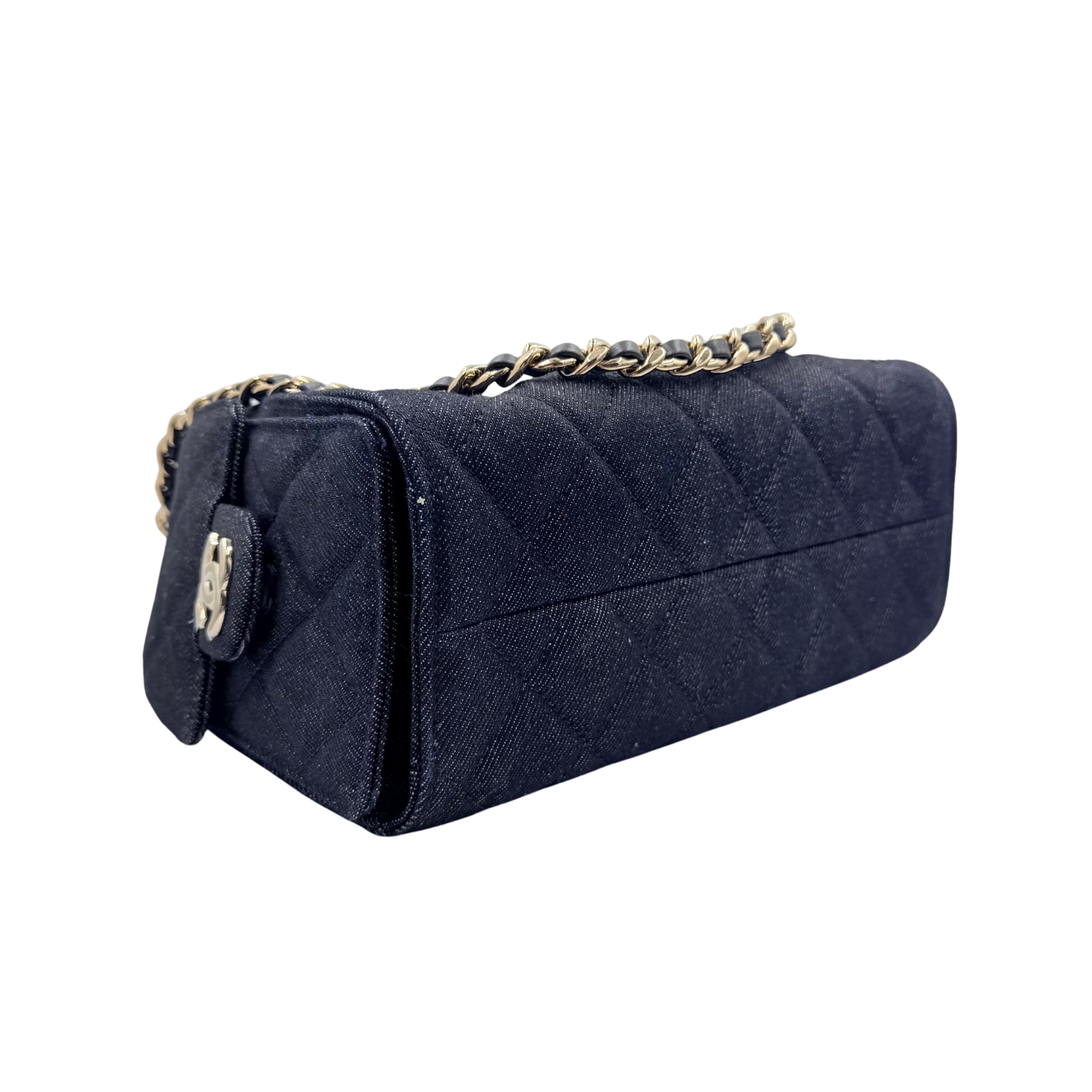 Chanel Mini Quilted Denim Chanel 25 Handbag Dark Blue