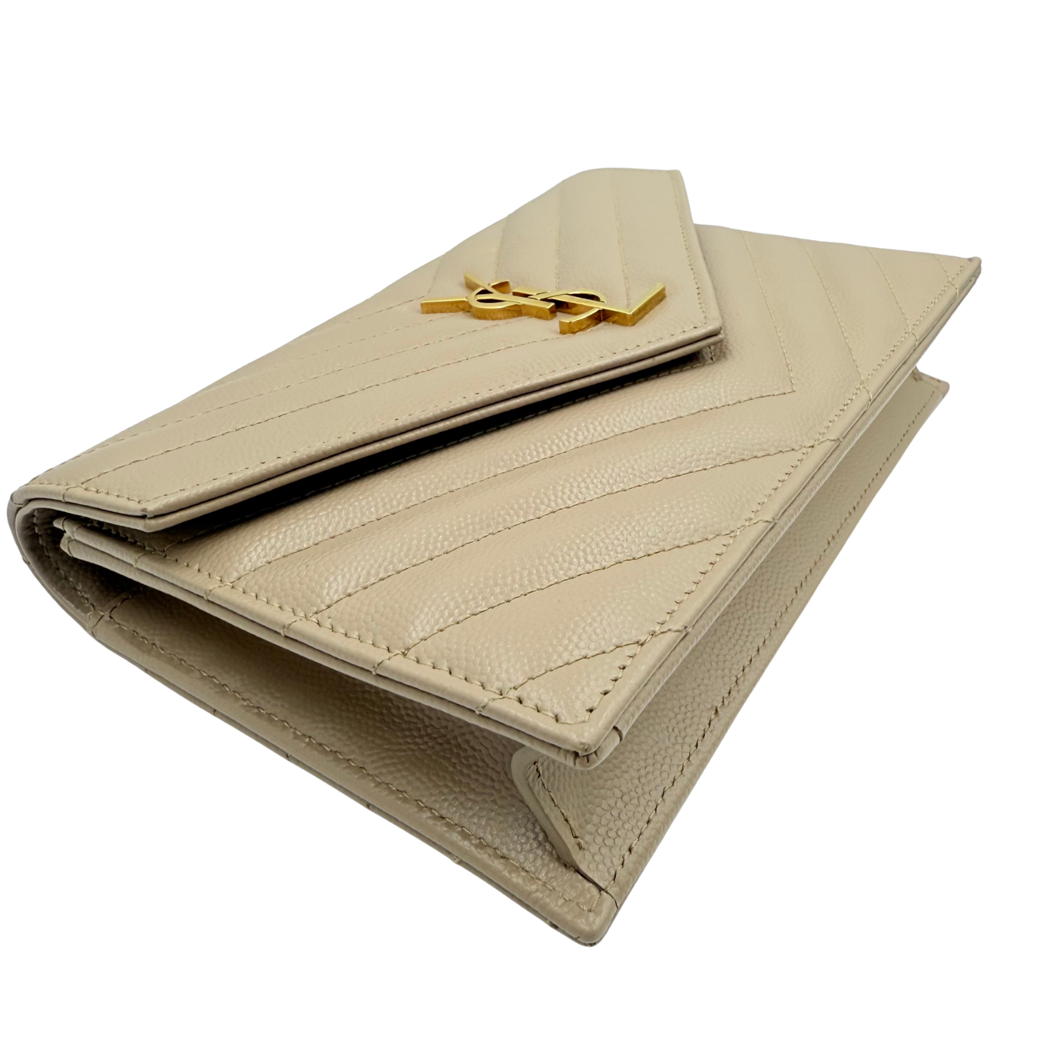 Yves Saint Laurent Chevron Envelope Flap Bag Tan