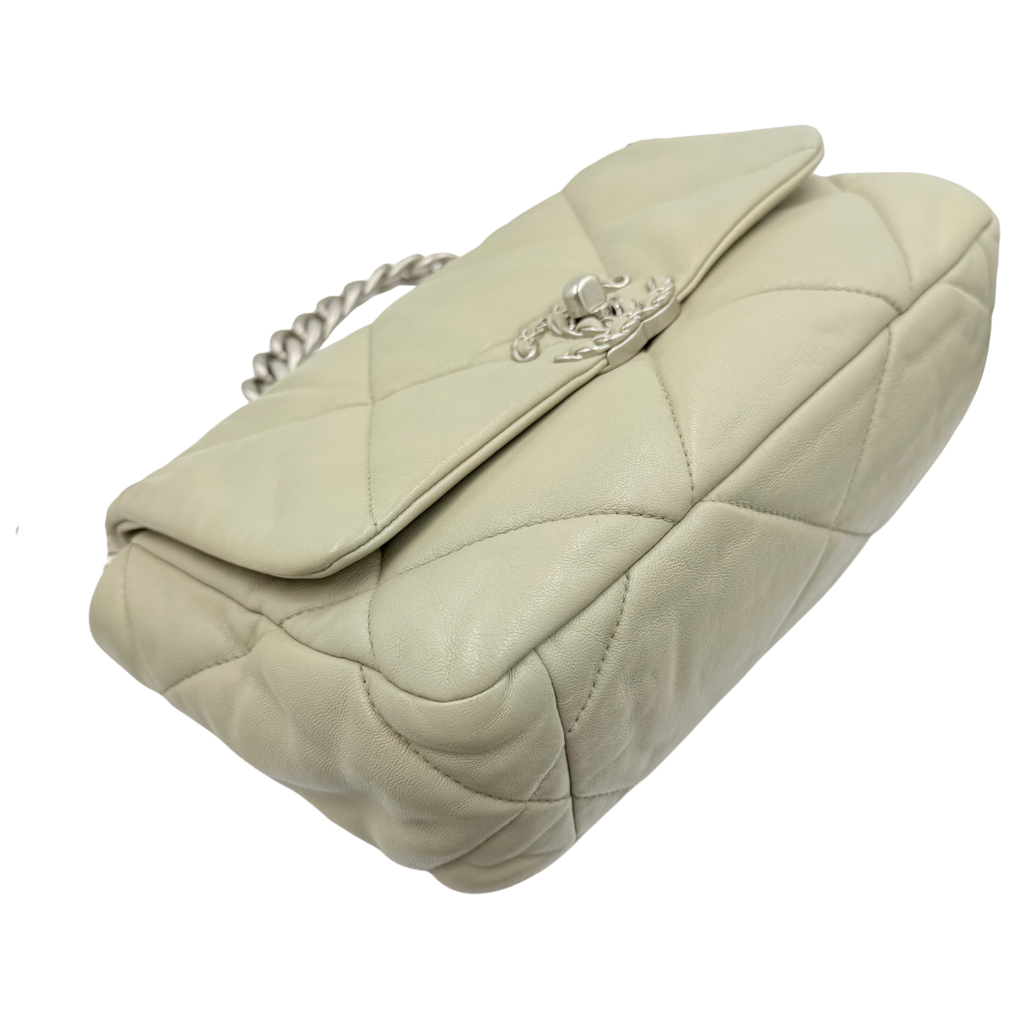 Chanel Small 19 Flap Quilted Lambskin Leather Light Gray/Sage