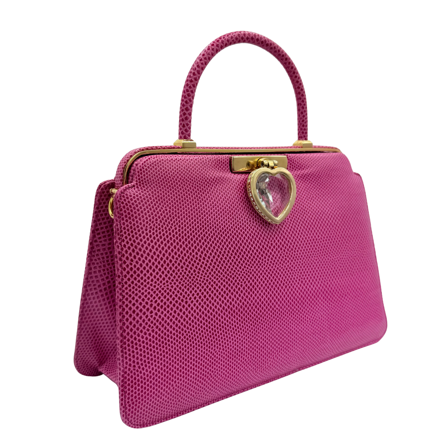 Judith Lieber Vintage Lizard Leather Top Handle Bag Pink