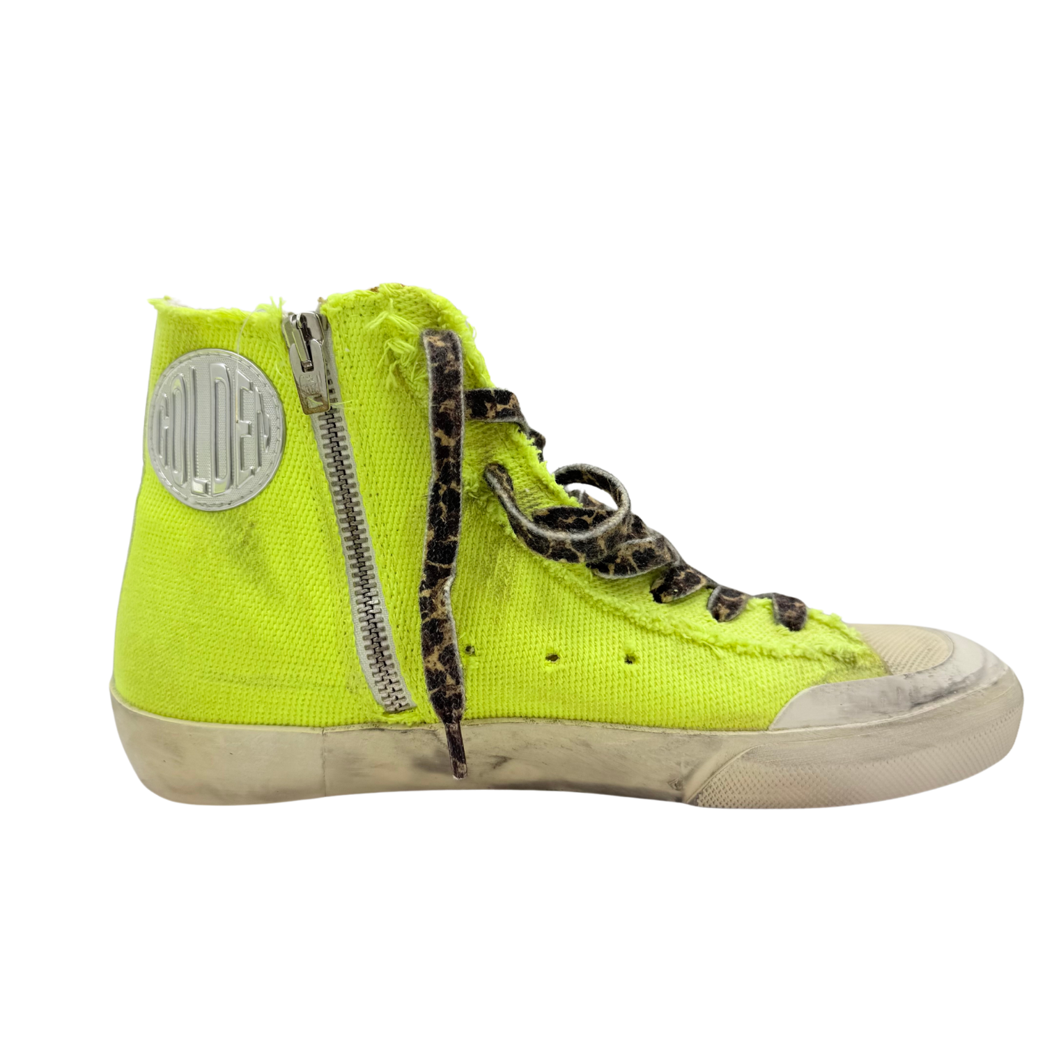 Golden Goose Canvas Slide Sneakers Fluorescent Yellow