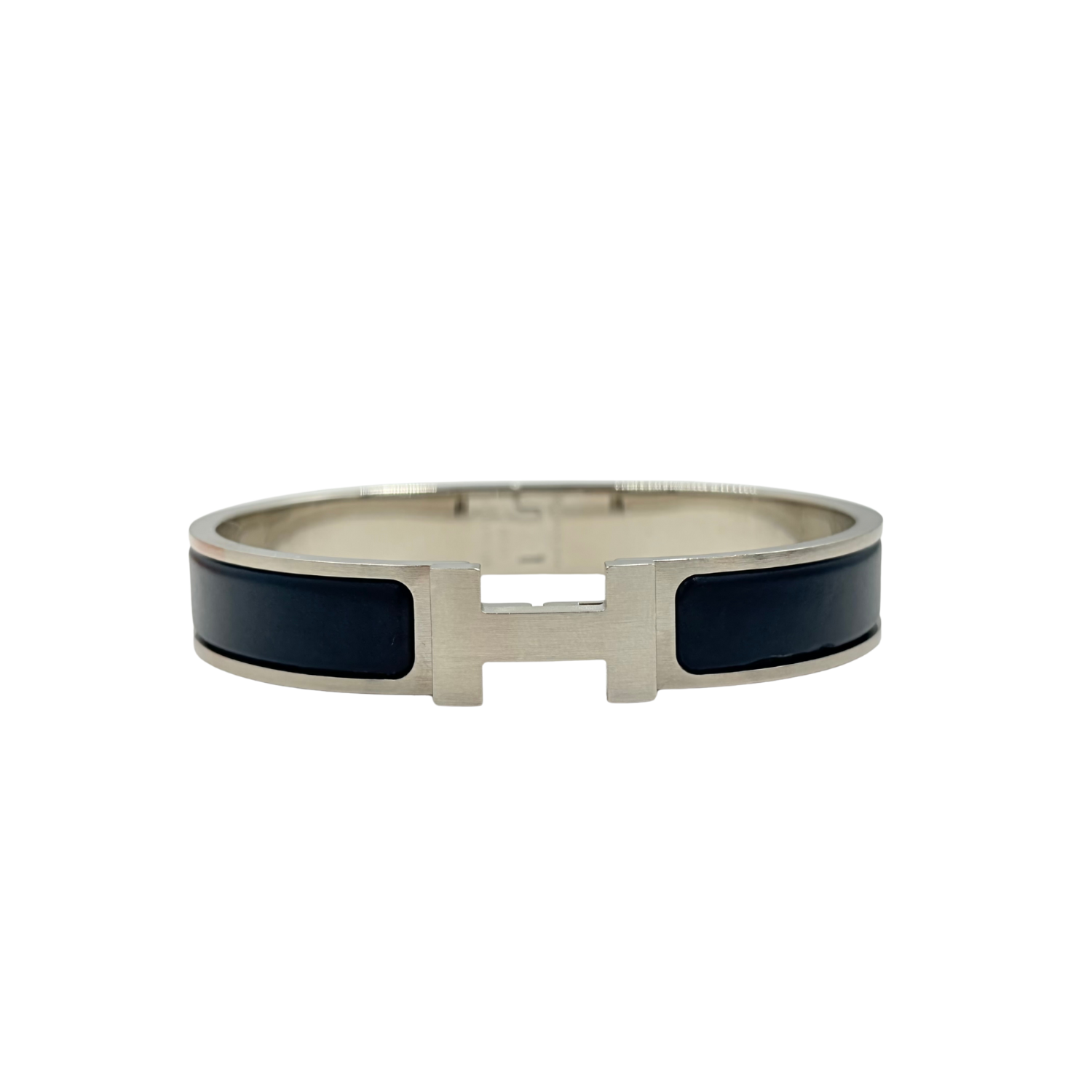 Hermès Large Clic H Bangle Bracelet Navy