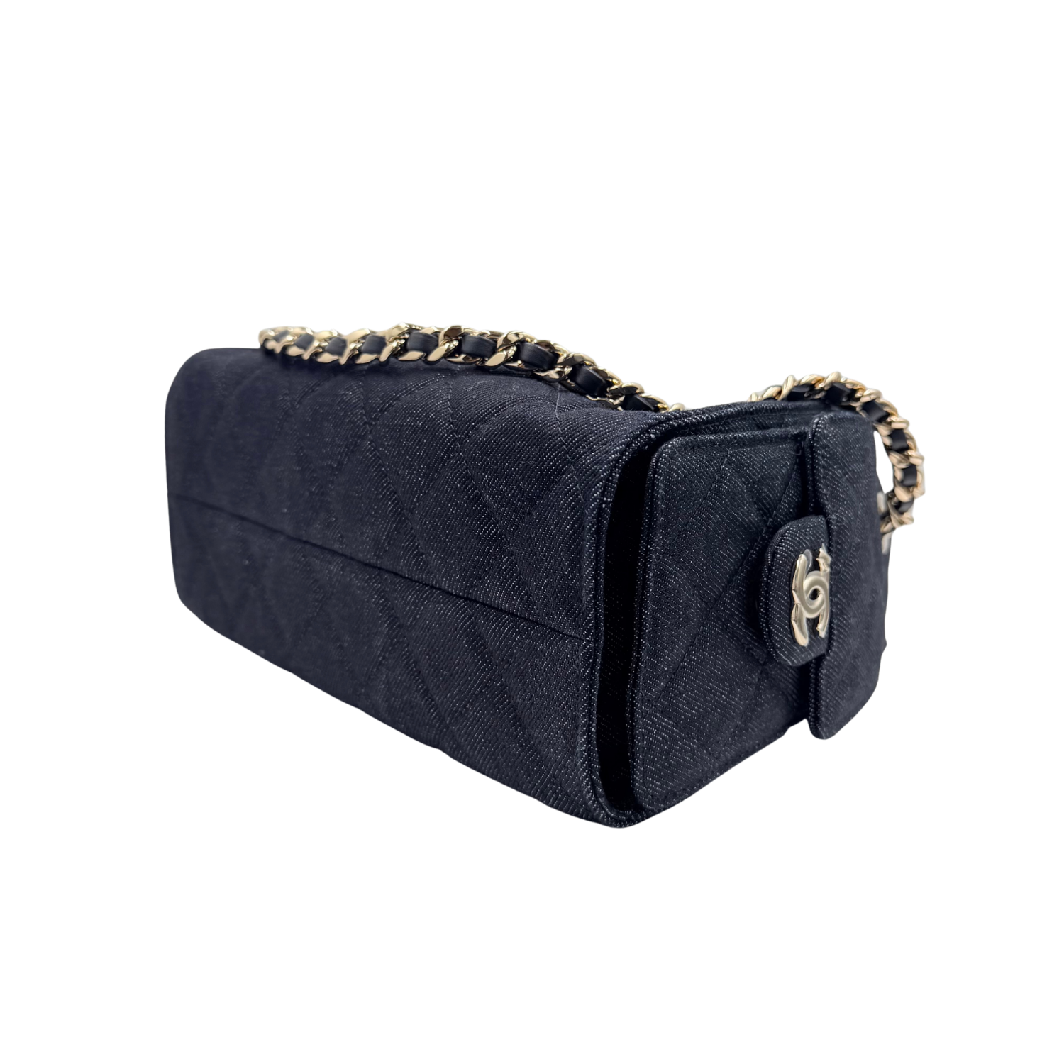 Chanel Mini Quilted Denim Chanel 25 Handbag Dark Blue