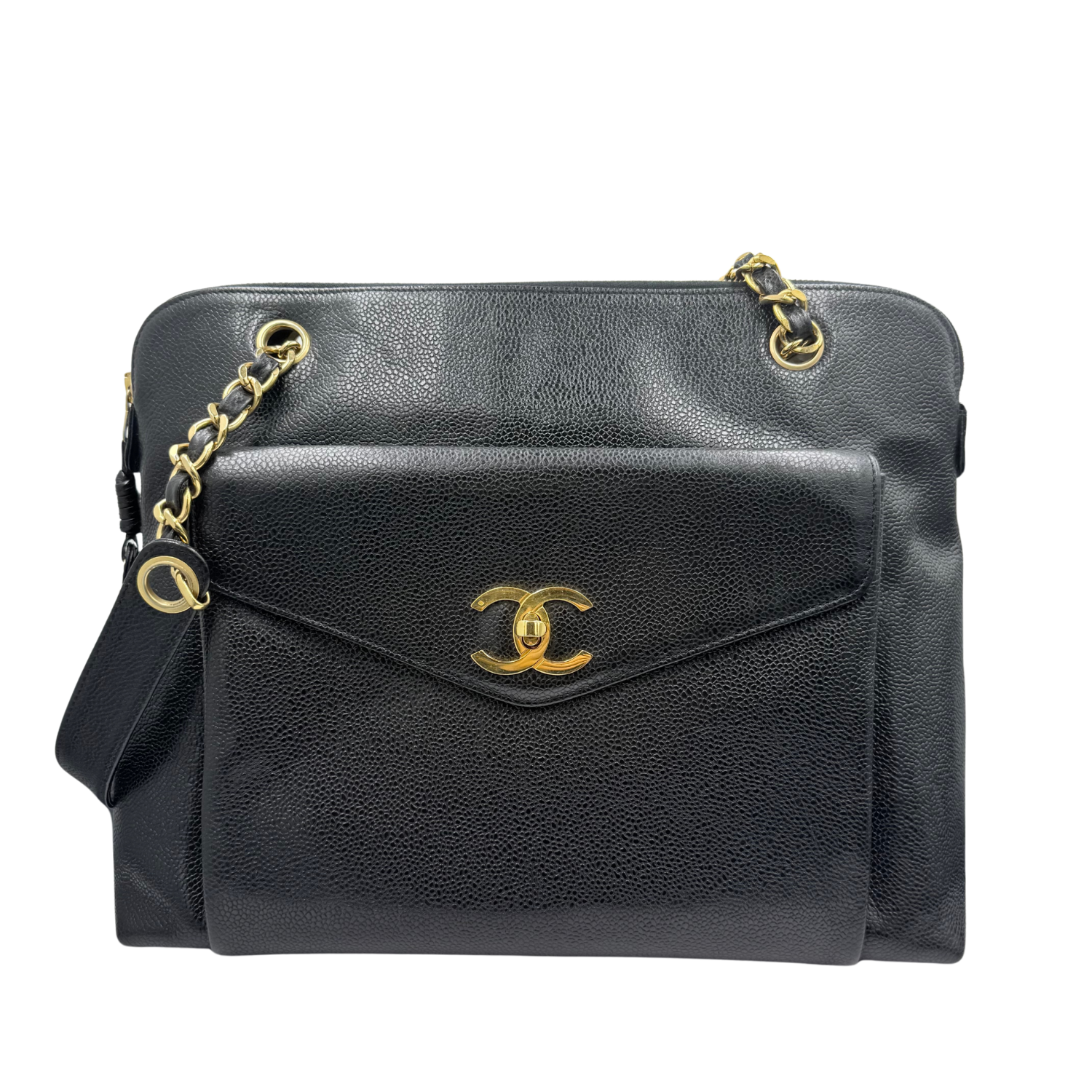 Chanel Vintage Medium Envelope Shoulder Bag Black