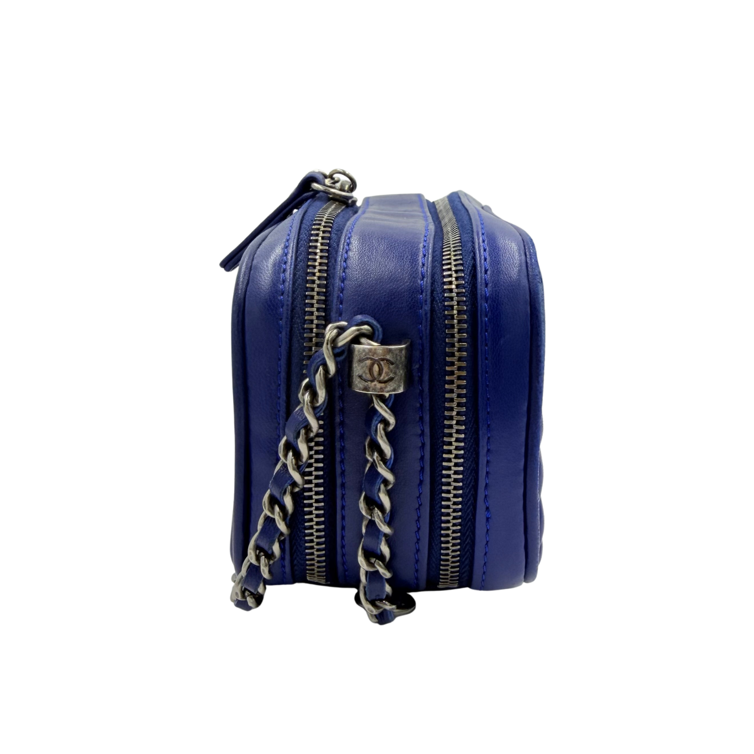 Chanel Quilted Lambskin Mini Coco Boy Camera Bag Blue