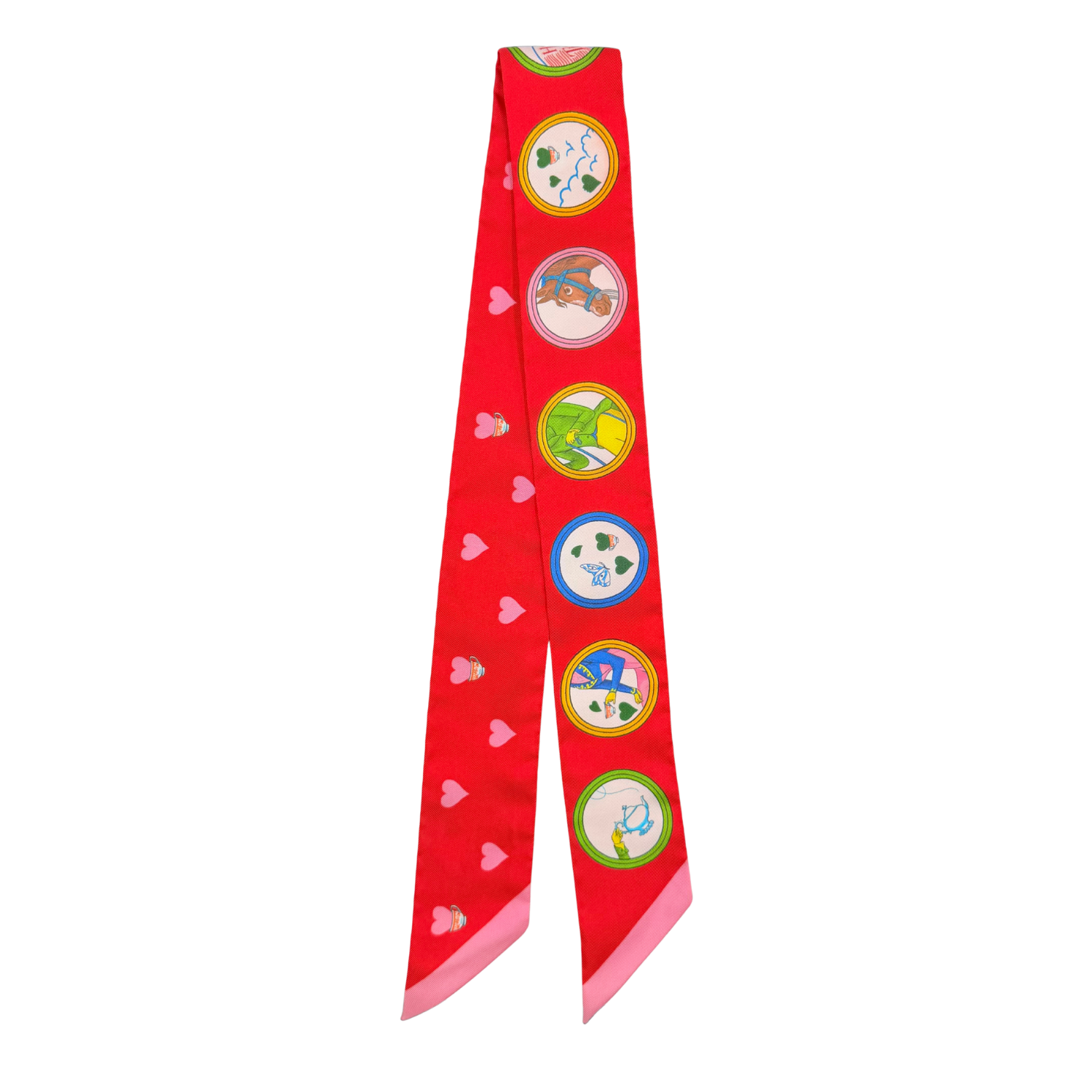 Tea Time Twilly Rouge Vif Vert Silk Multicolor Twilly Scarf