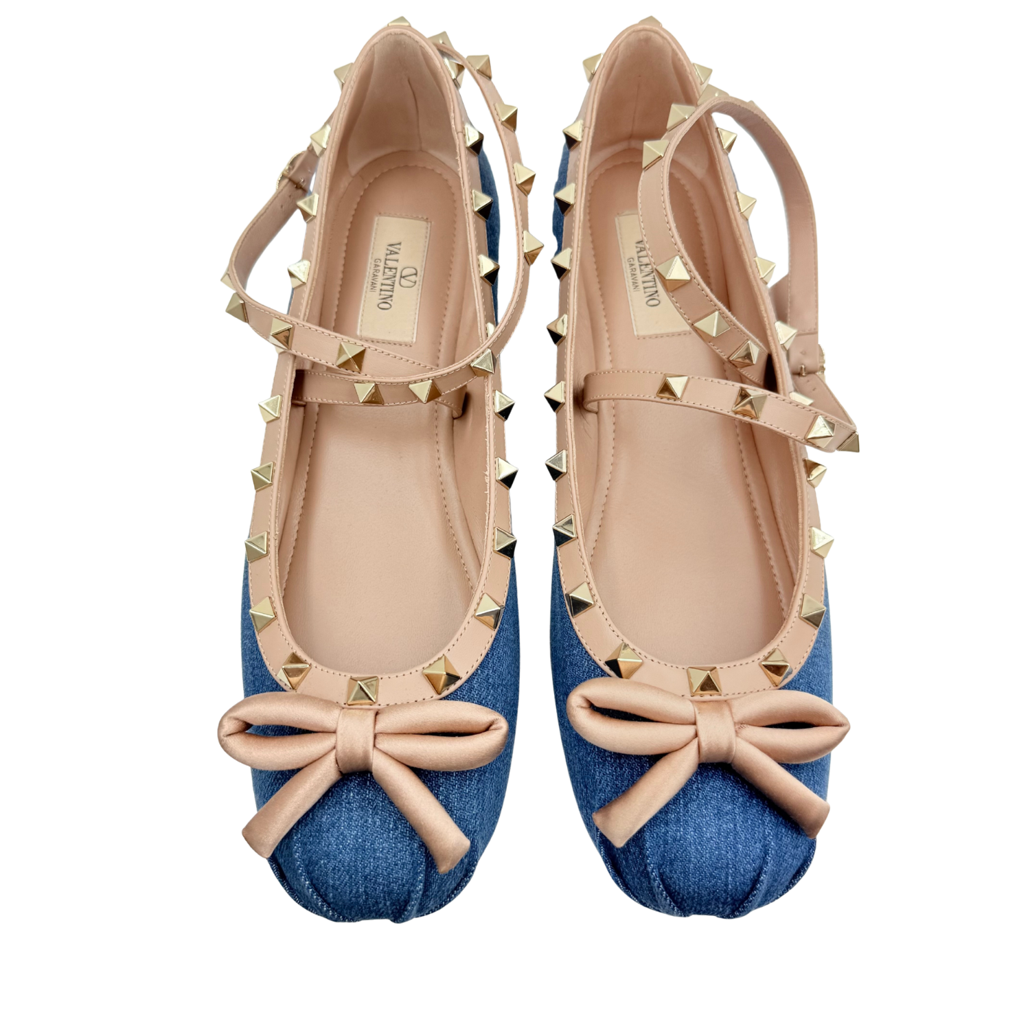 Valentino Rockstud Denim Ballerina Rockstud Flats
