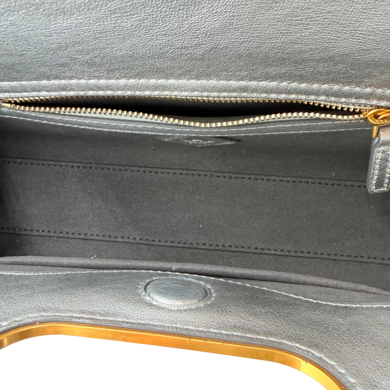 Small Diamond Metallic Clutch with Strap Silver