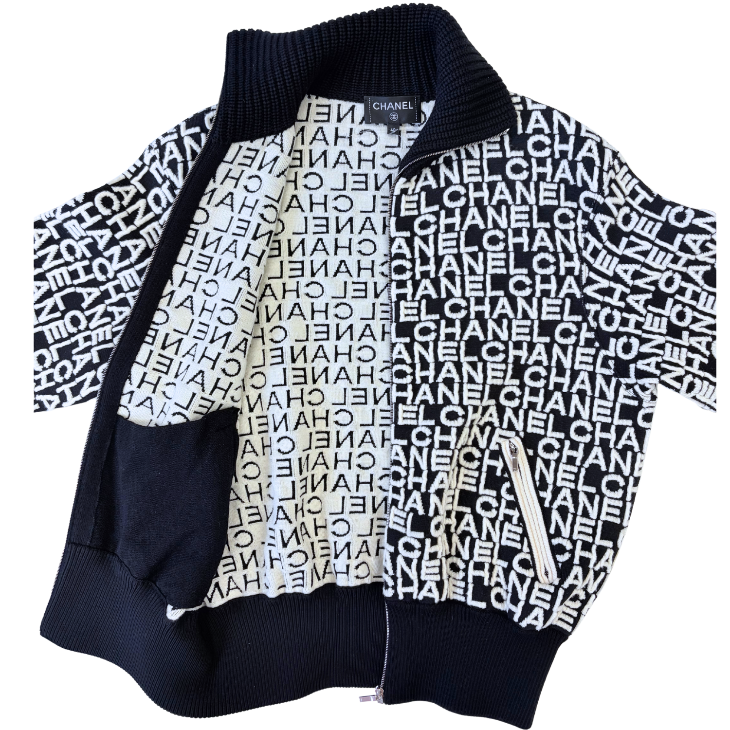 Chanel Printed Coco Neige Zip Up Bomber Jacket