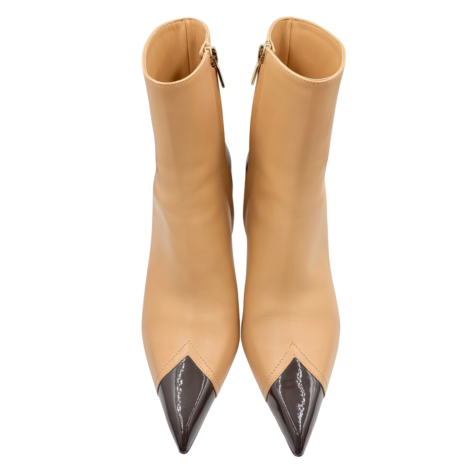 Ferragamo 95mm Leather Ankle Boots Beige