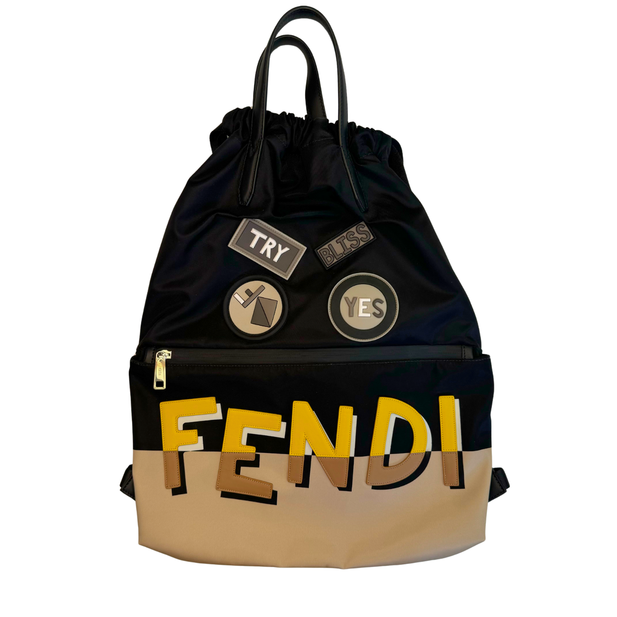Fendi Monster Backpack Nylon With #281244F69B Fendi Nylon Vitello Elite Monster Eyes Rounded Backpack  main image 4
