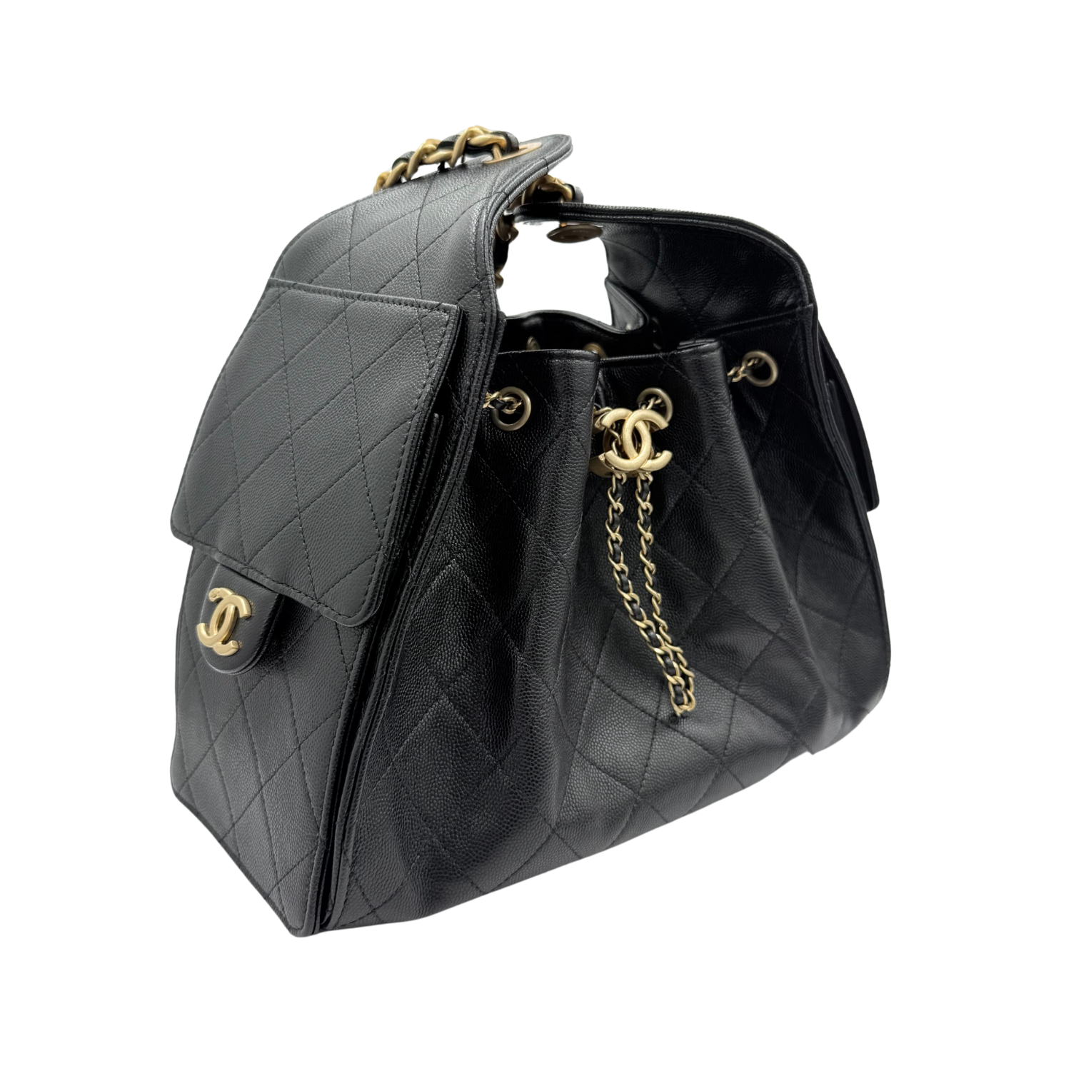 Chanel 25 Small Hobo Handbag Black