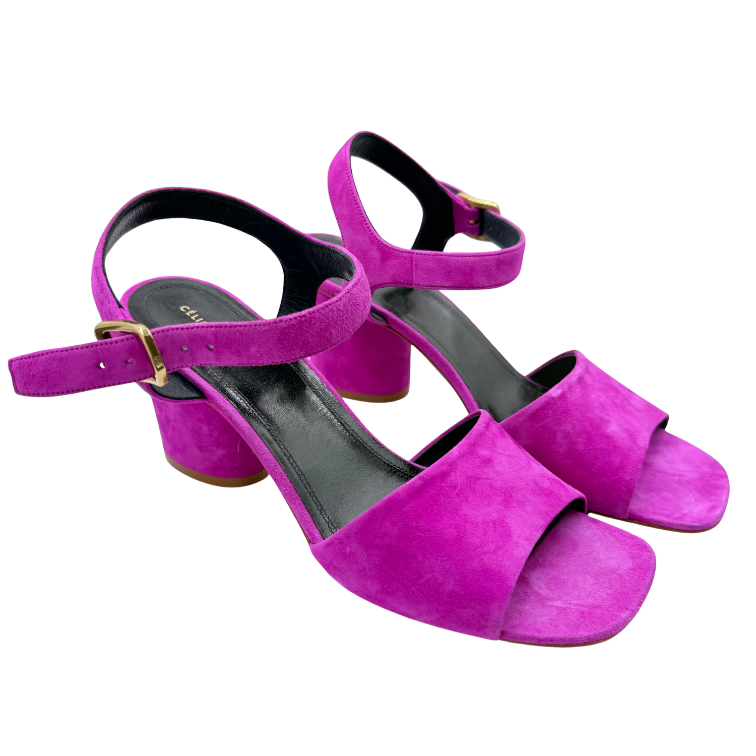 Celine Block Heel Slingback Sandals Fushia