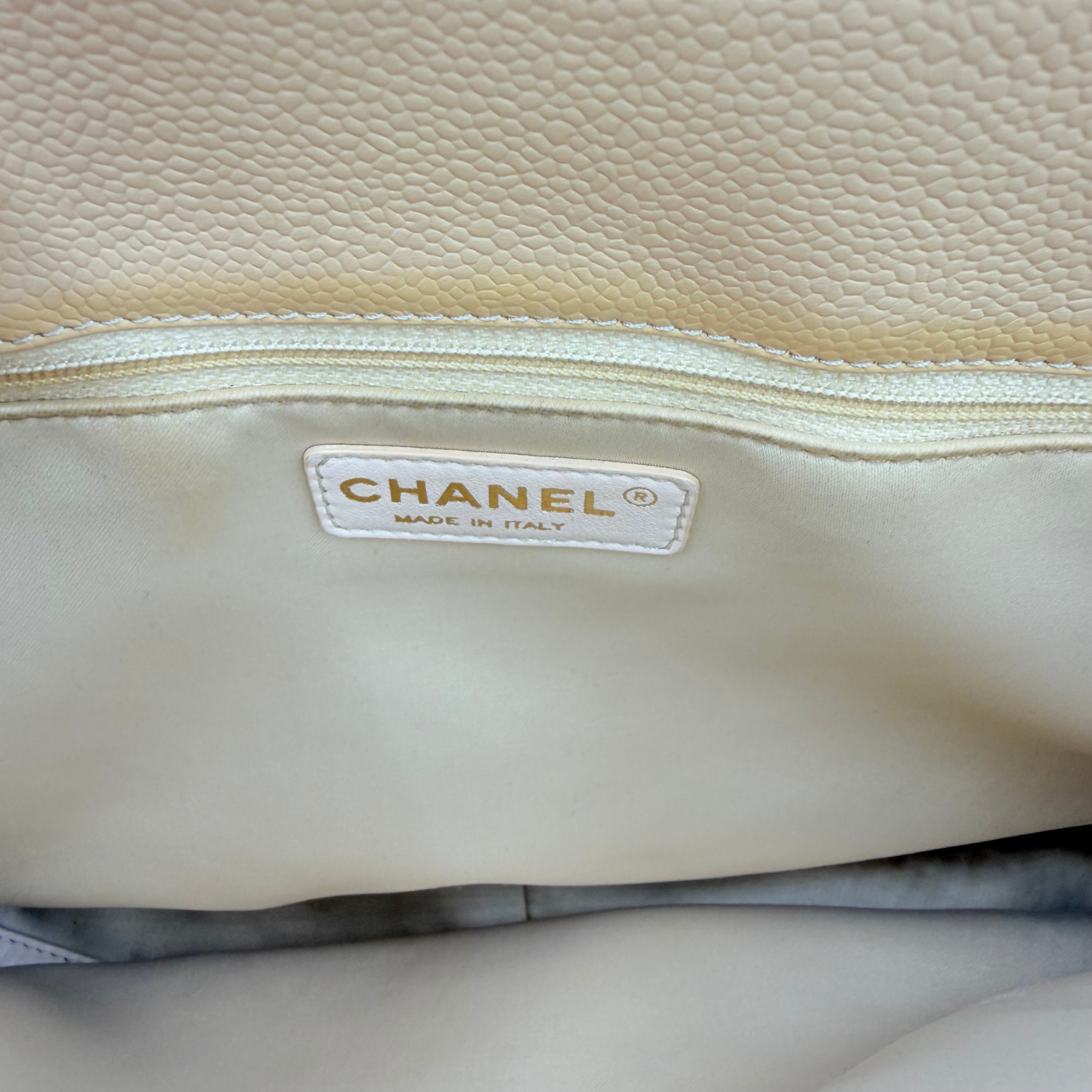 Chanel Caviar Quilted Leather Grand Shopping Tote Beige