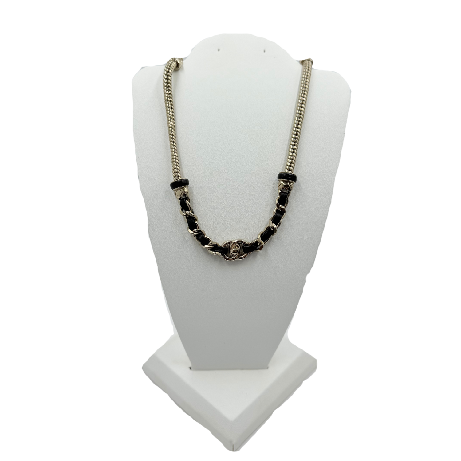 Chanel CC Turnlock Choker Necklace Black Gold