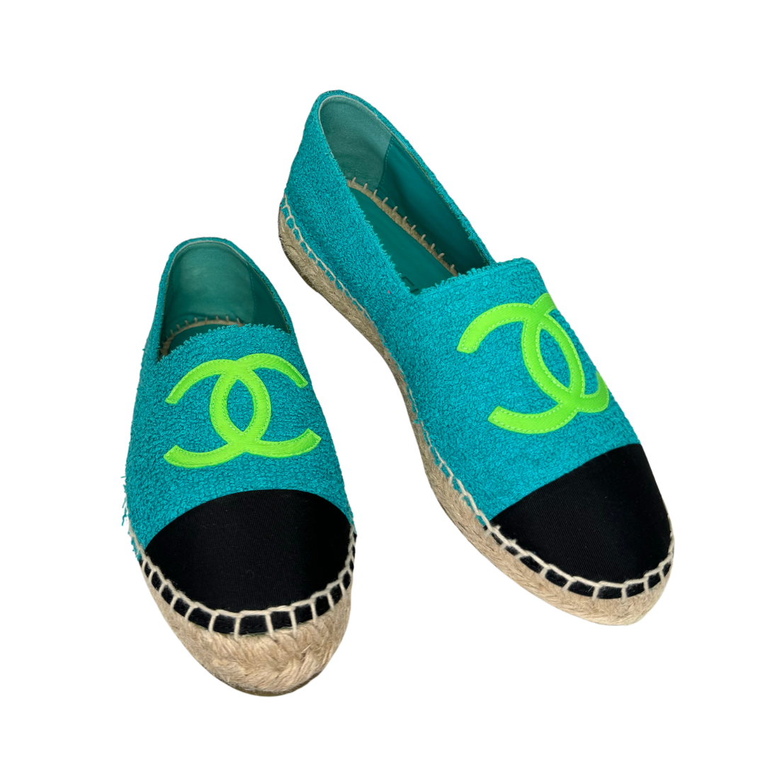 Chanel Espadrilles Terry Cloth Blue and Green