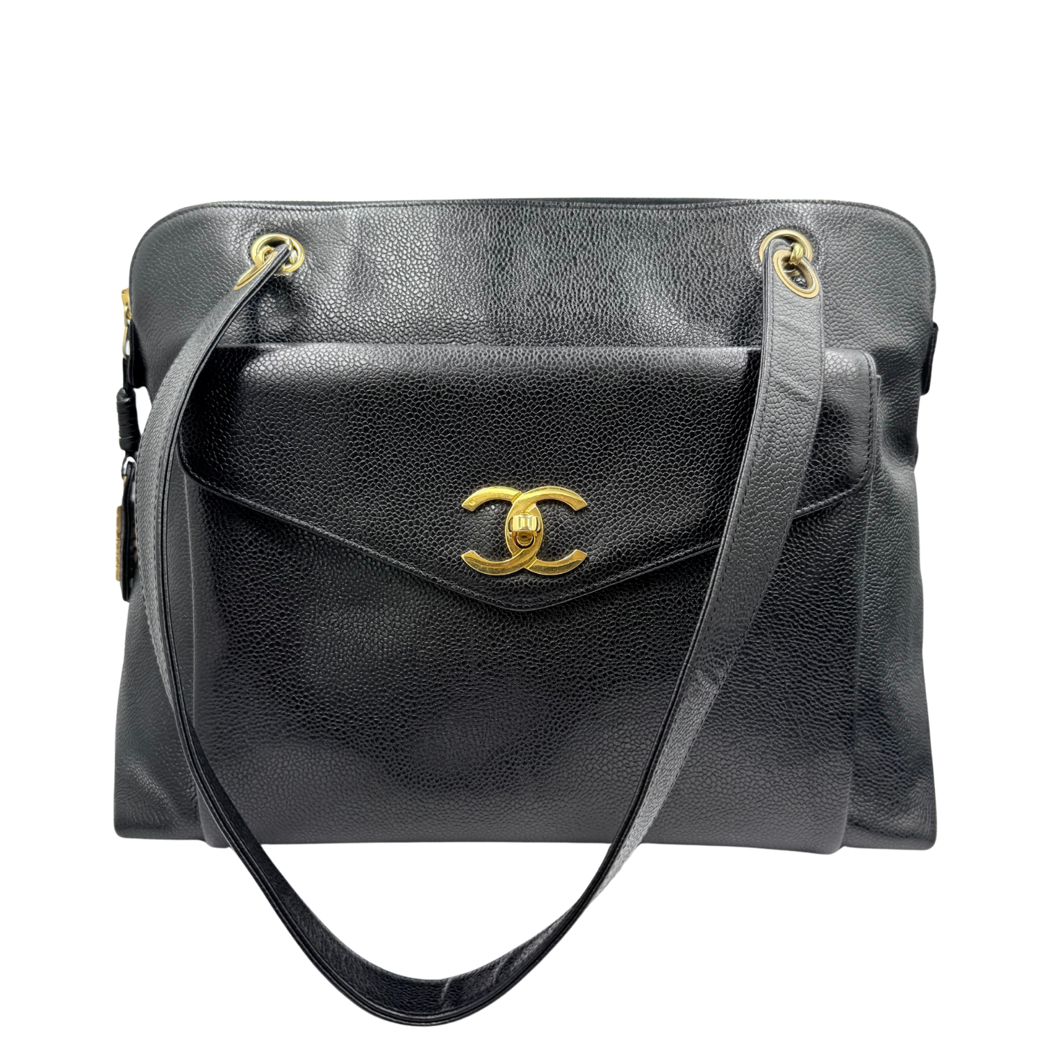 Chanel Vintage Medium Envelope Shoulder Bag Black