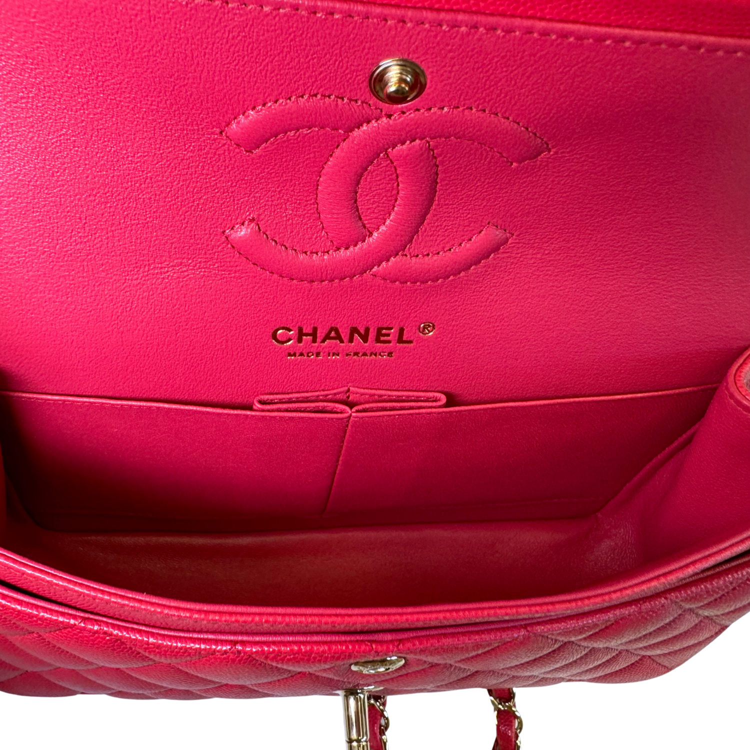 Chanel Small Classic Double Flap Raspberry Red