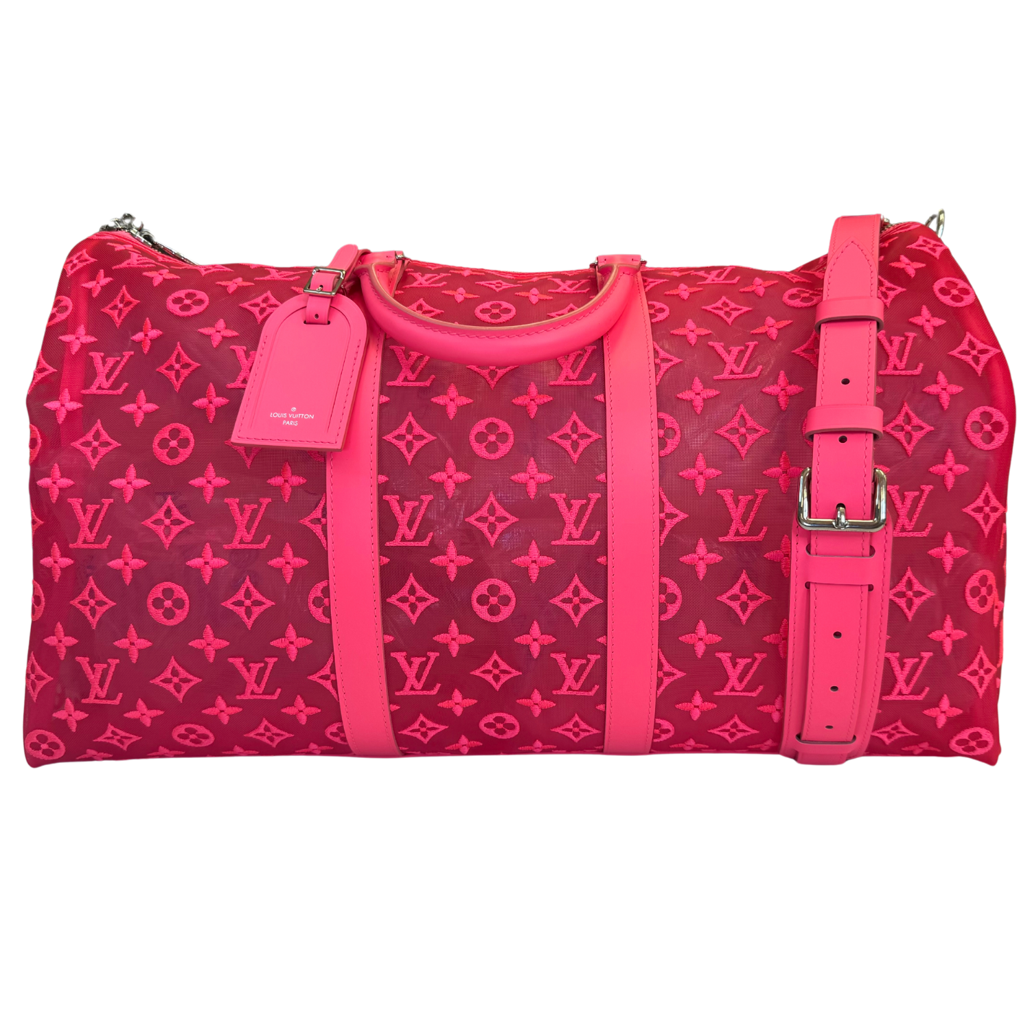 Louis Vuitton Fluo See Through Keepall Bandouliere 50 Rose