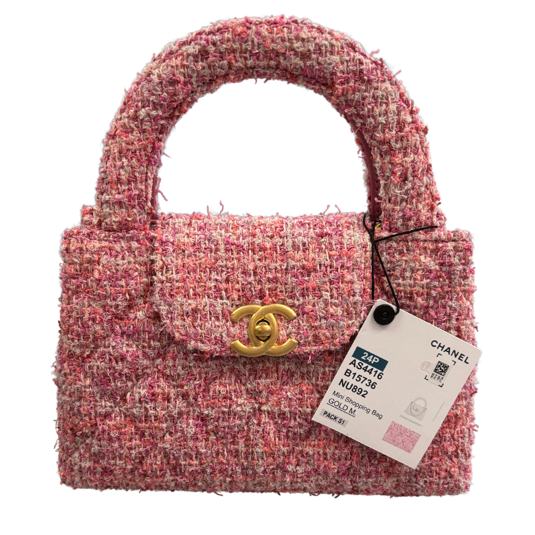 Chanel Tweed Nano Shopper Pink