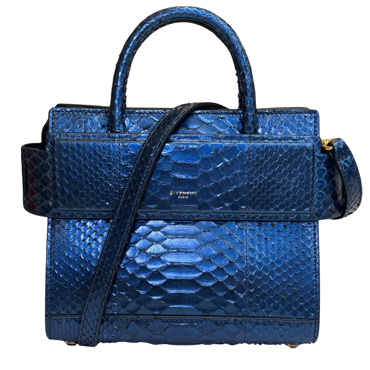 Givenchy Medium Iridescent Python Bag Blue