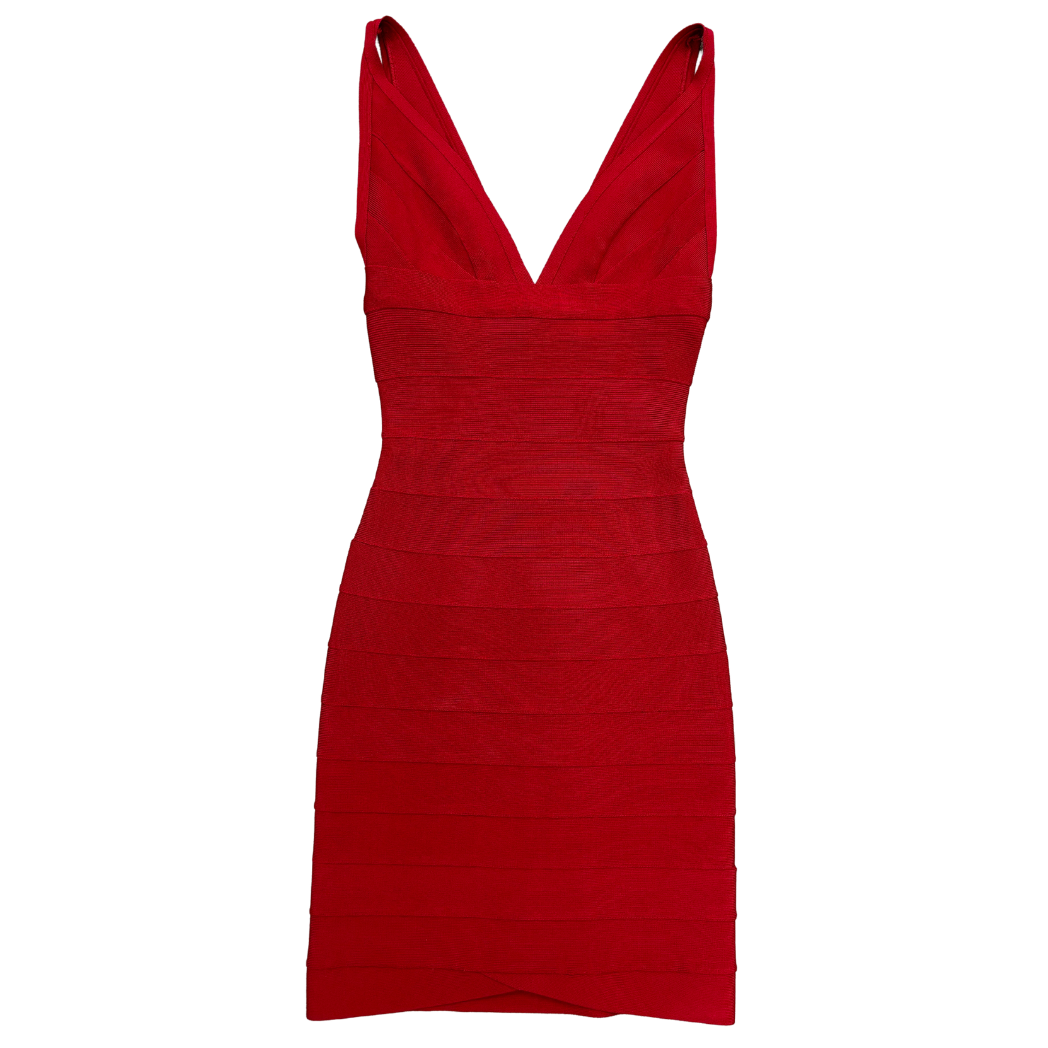 Herve Leger V-Neck Dress