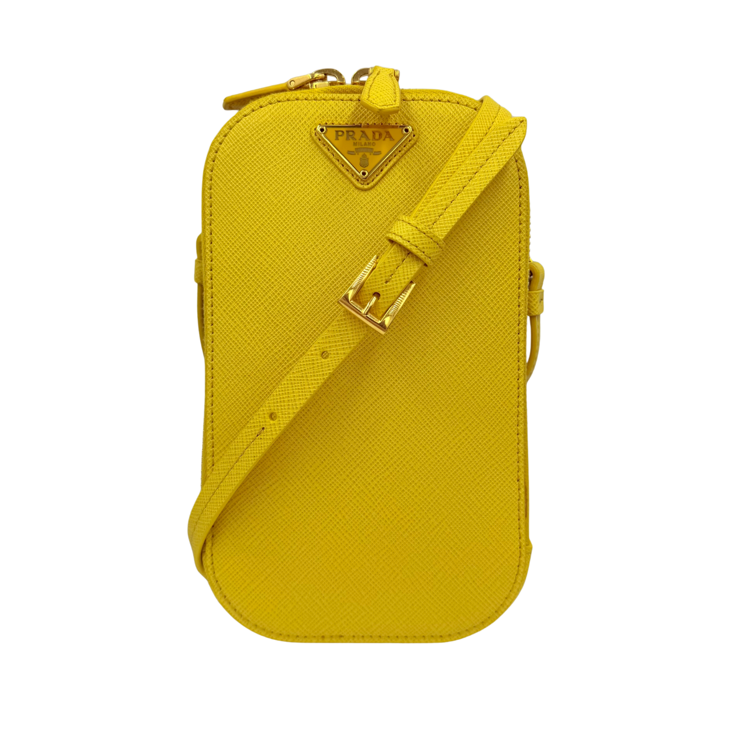 Saffiano Leather Phone Crossbody Bag Yellow