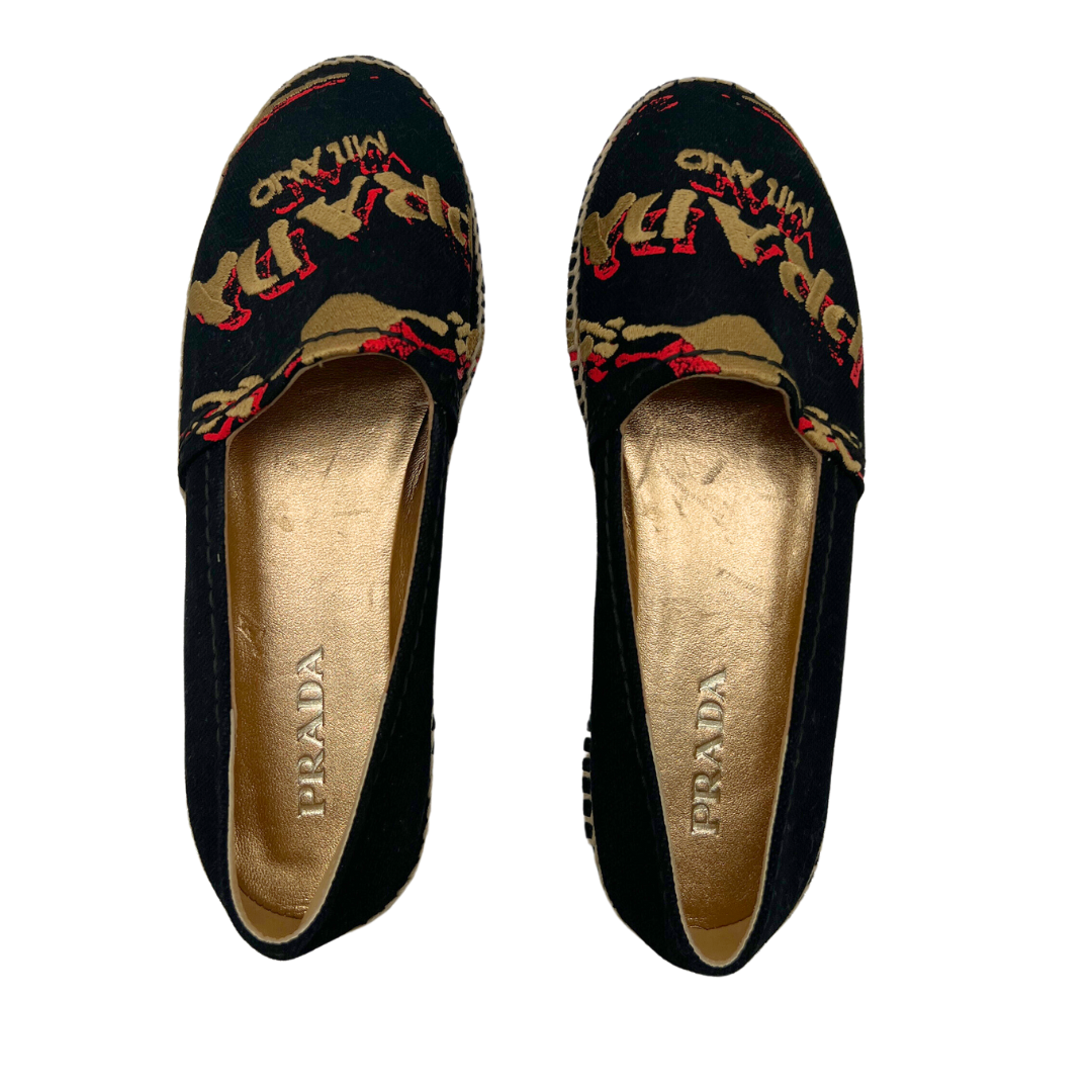 Prada Embroidered Canvas Espadrilles