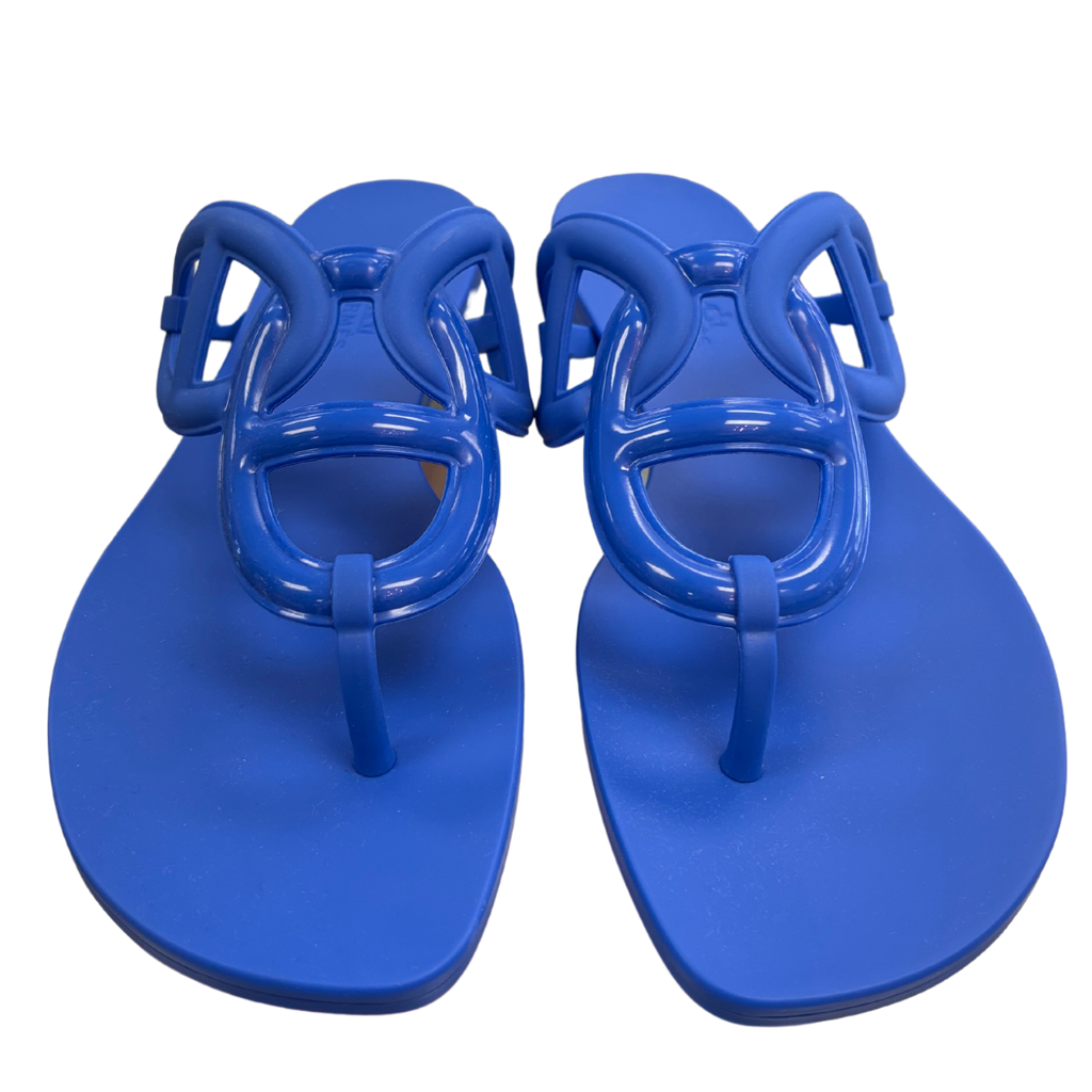 ★Hermes Egerie Sandal Bleu Outremer★ HERMES Rubber Womens Egerie Sandals 36 Bleu Outremer 1654480