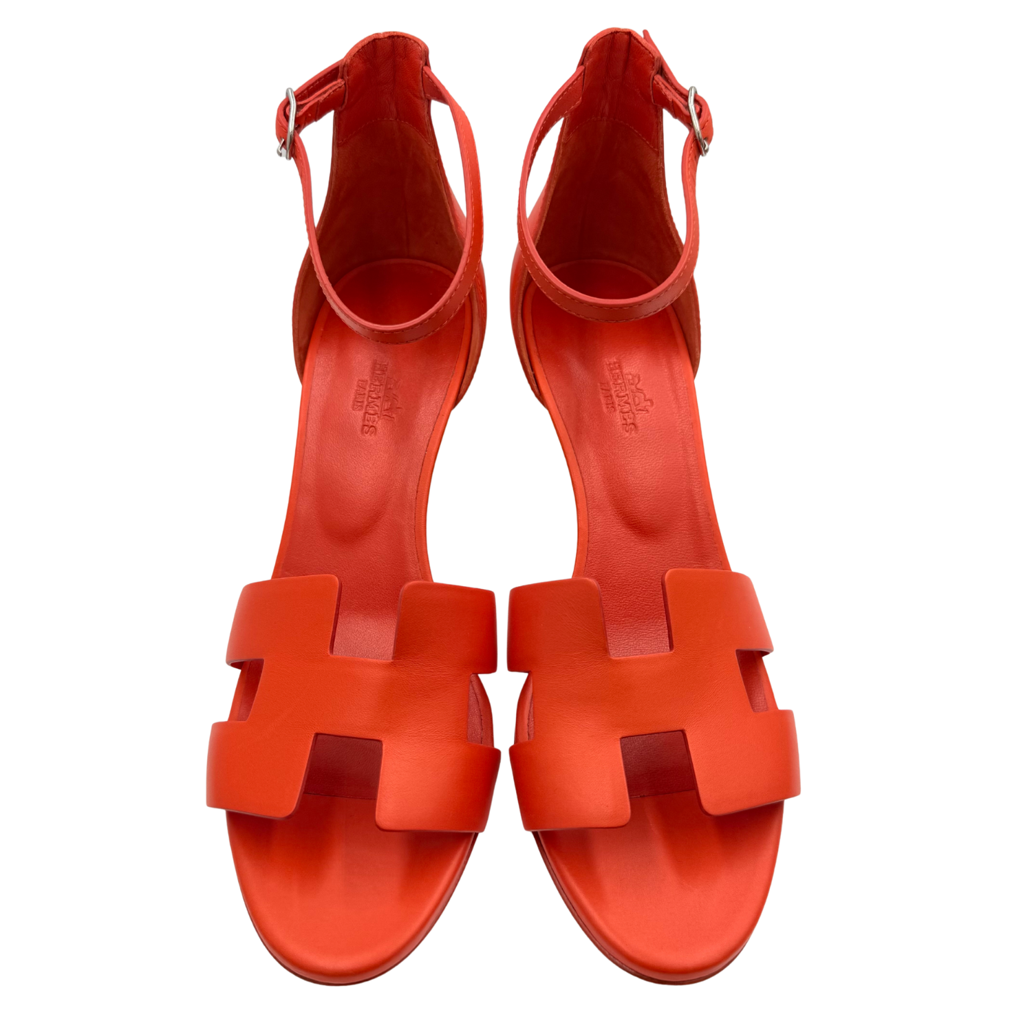 Hermès Calfskin Legend Wedge Sandals Pavot