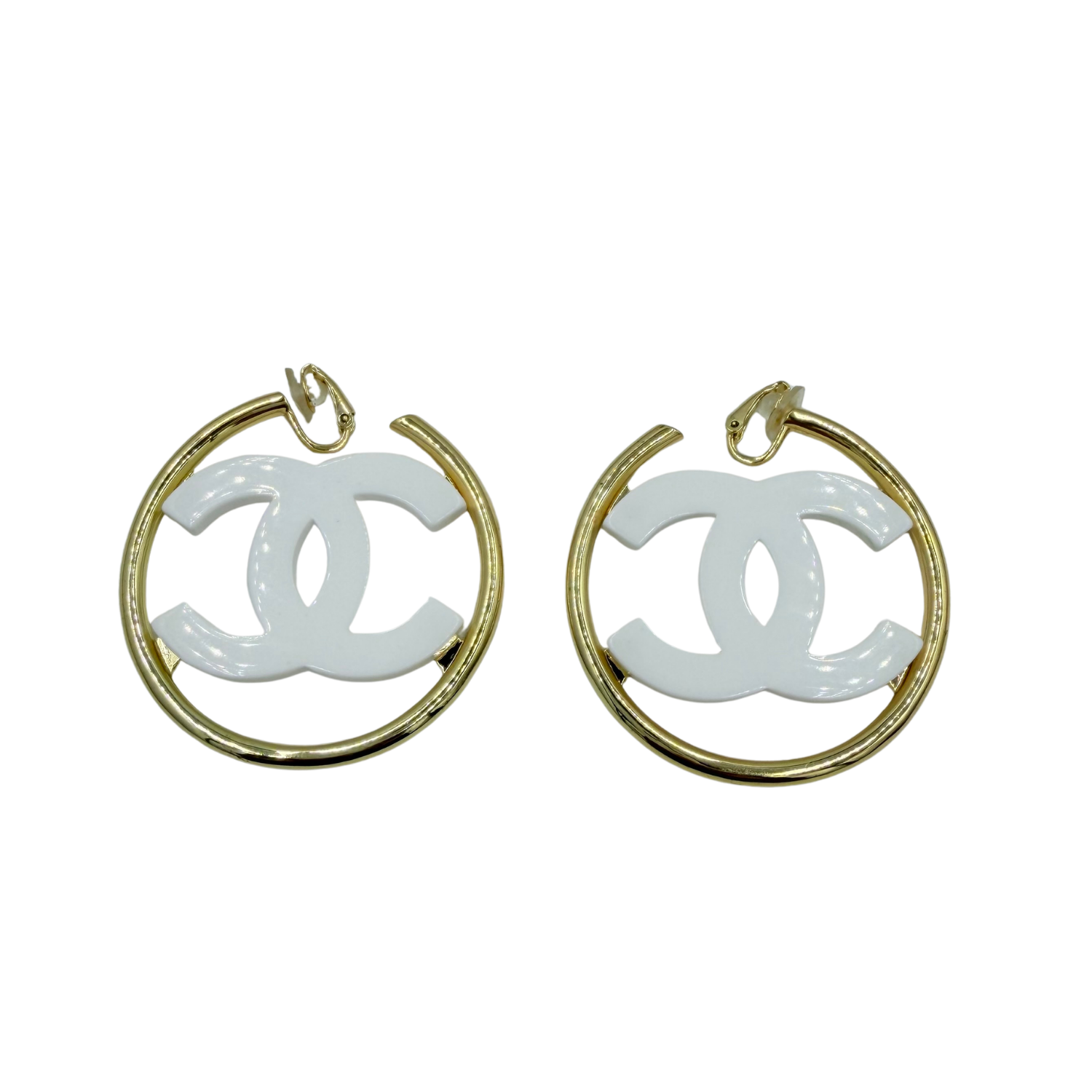 CC White Clip On Hoops