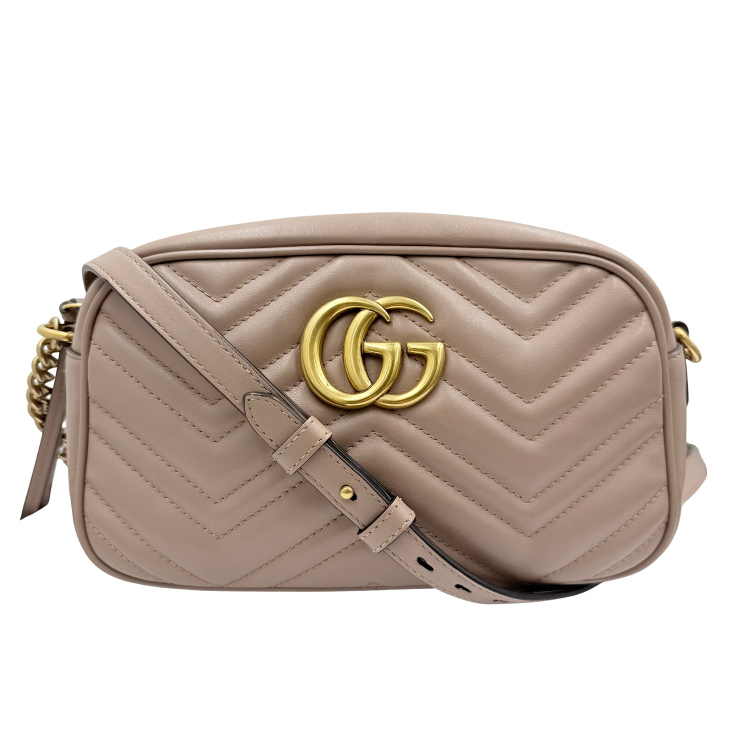 Gucci GG Medium Leather Marmont Crossbody Bag Tan