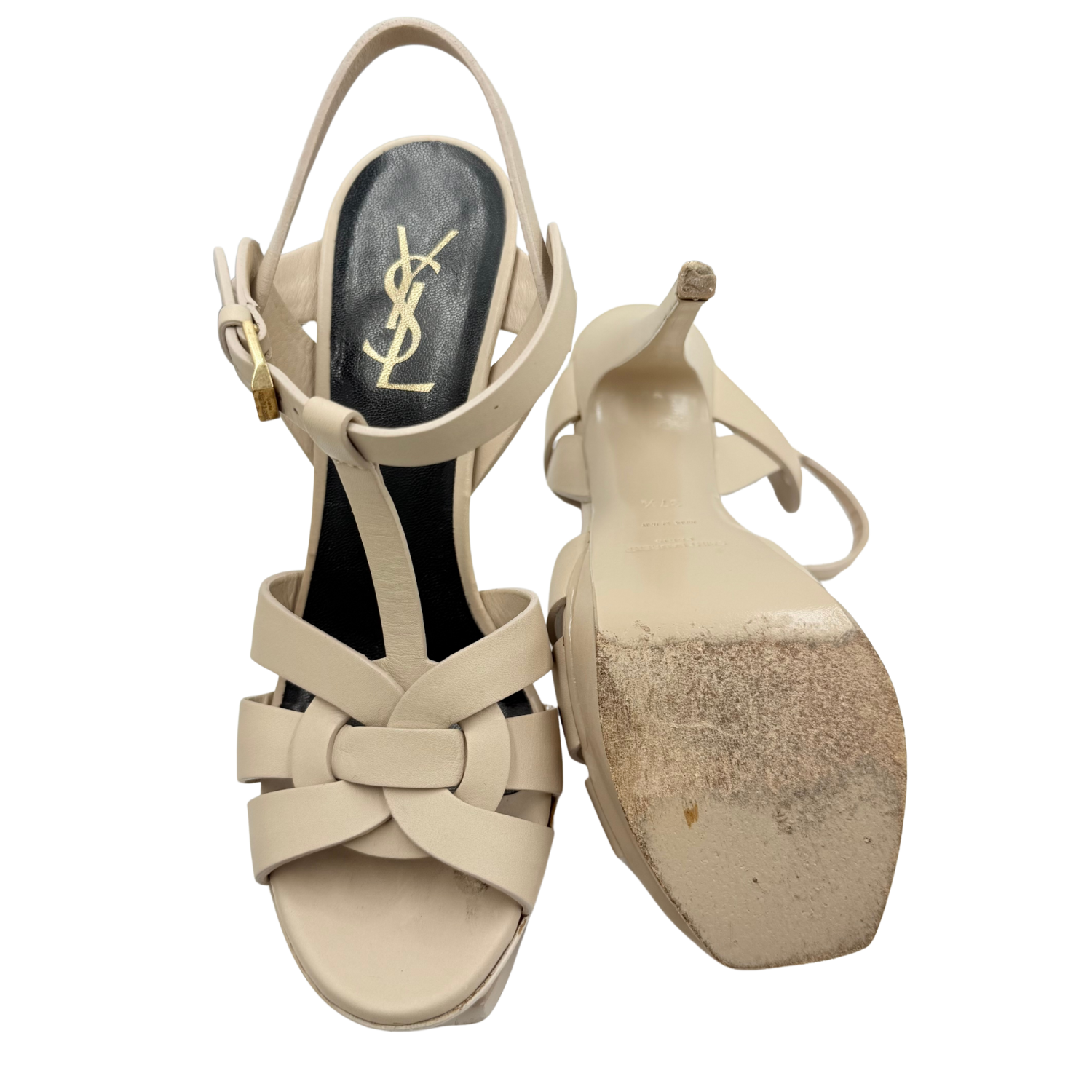 Yves Saint Laurent Tribute 75 Platform Sandals Nude Powder