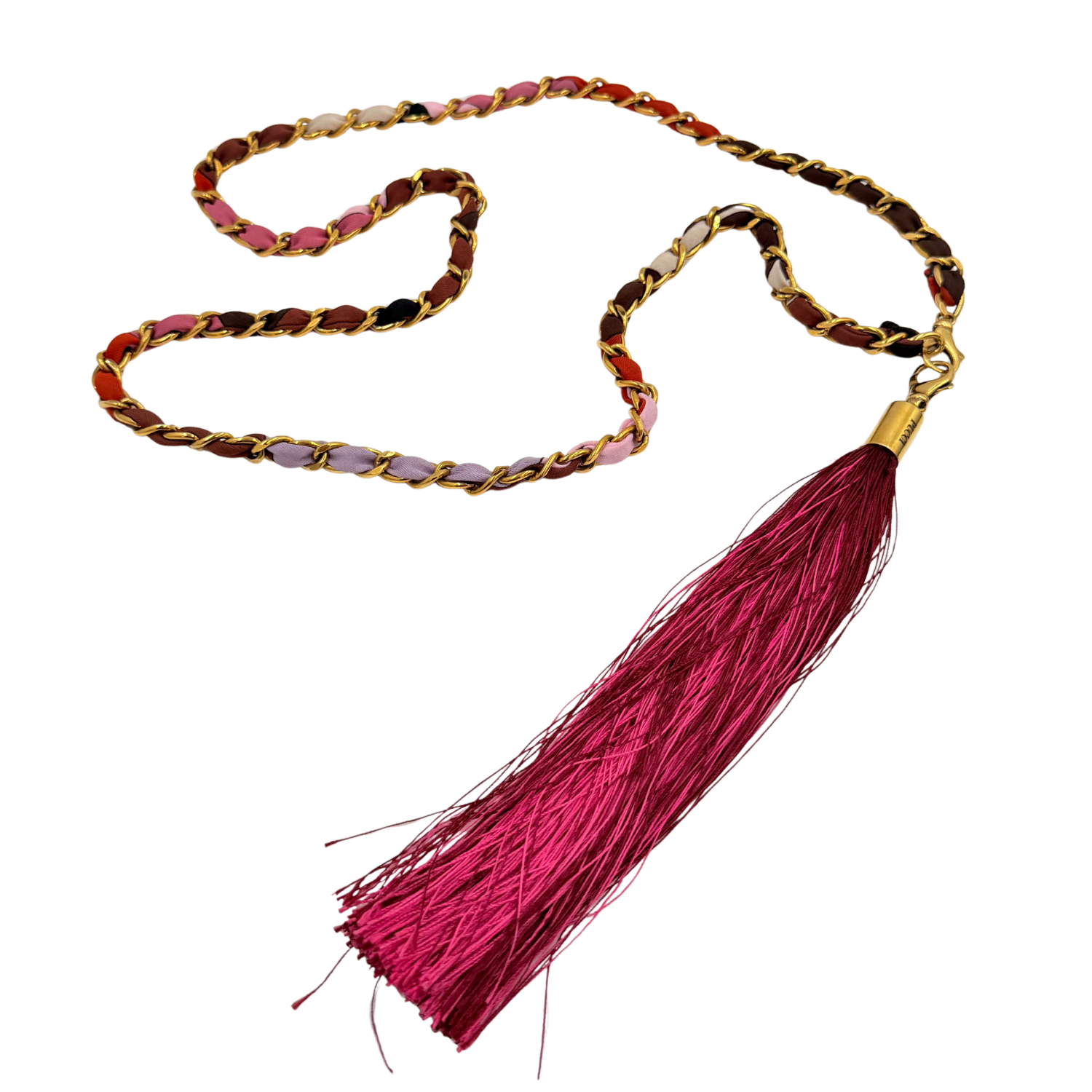 Emilio Pucci Gold Chain Belt with Tassel Burgundy