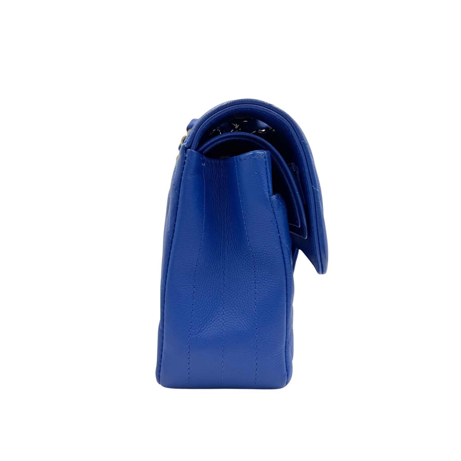 Chanel Small Classic Chevron Caviar Double Flap Bag Electric Blue