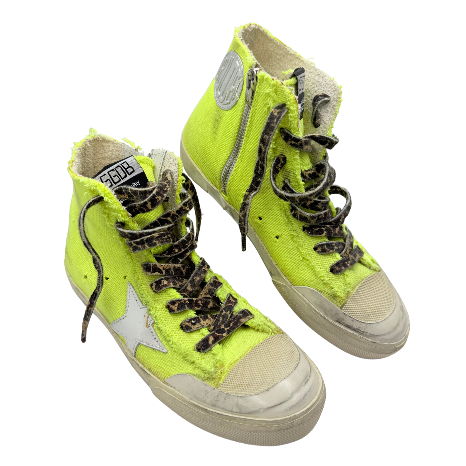 Golden Goose Canvas Slide Sneakers Fluorescent Yellow