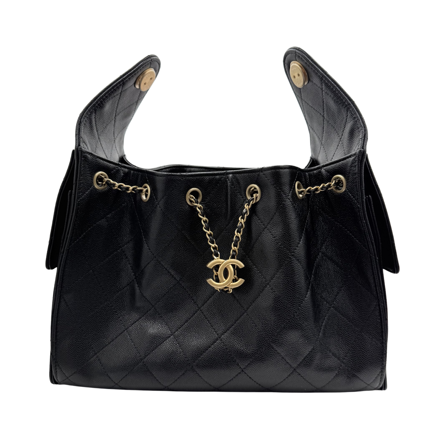 Chanel 25 Small Hobo Handbag Black