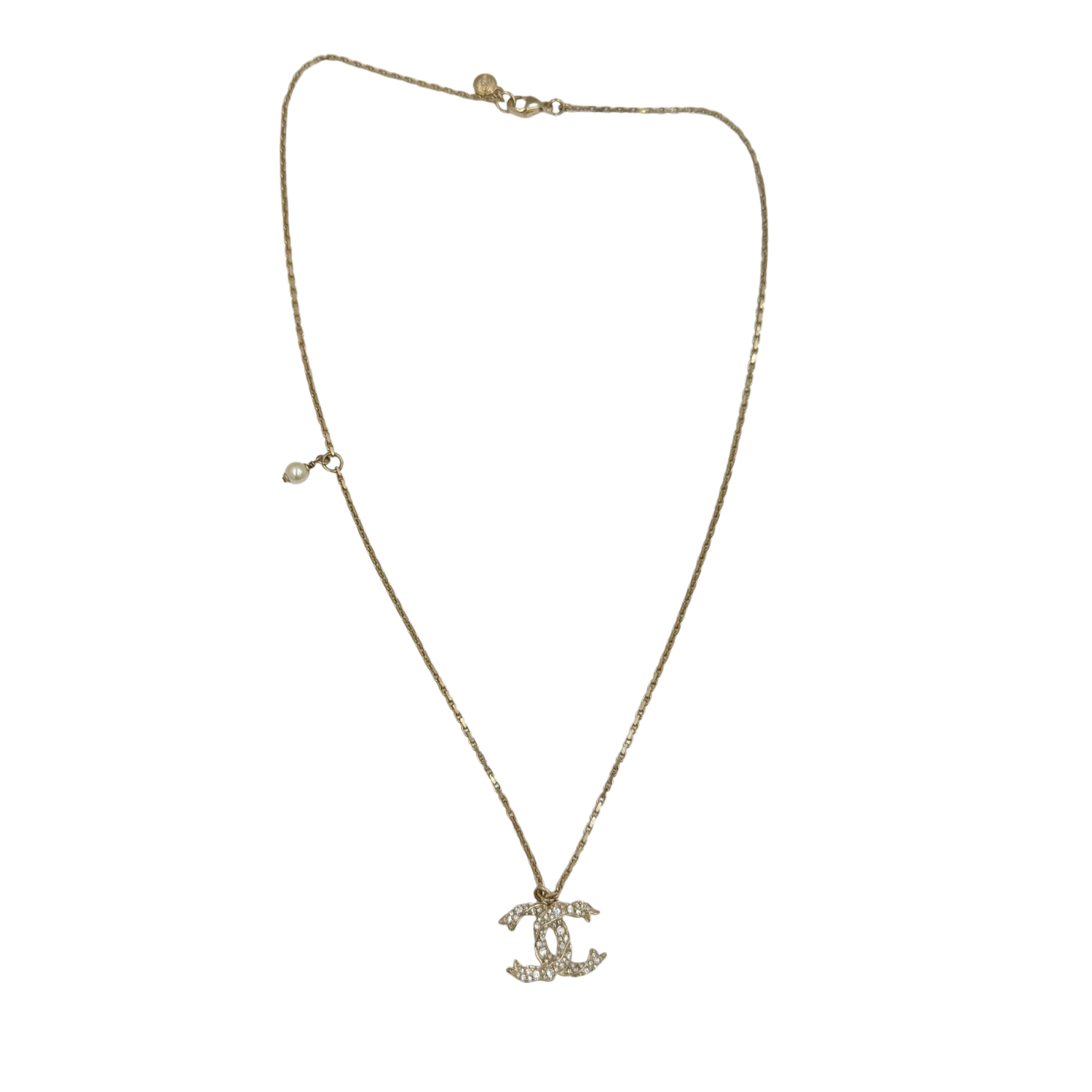 Chanel CC Coco Mark Etched 2 Way Necklace Gold