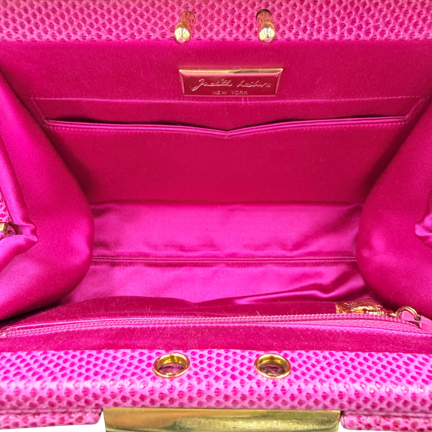 Judith Lieber Vintage Lizard Leather Top Handle Bag Pink