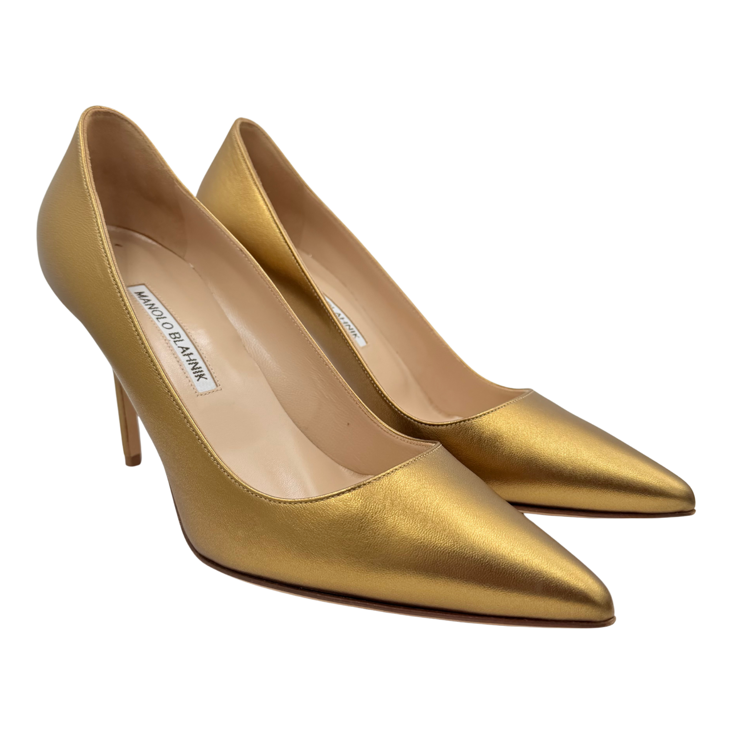 Manolo Blahnik Leather Pumps Gold