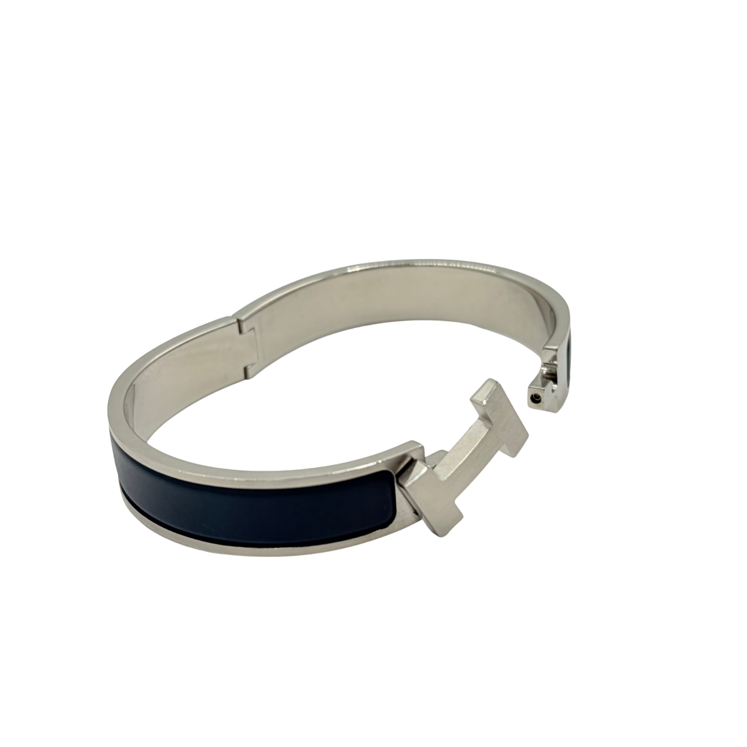 Hermès Large Clic H Bangle Bracelet Navy