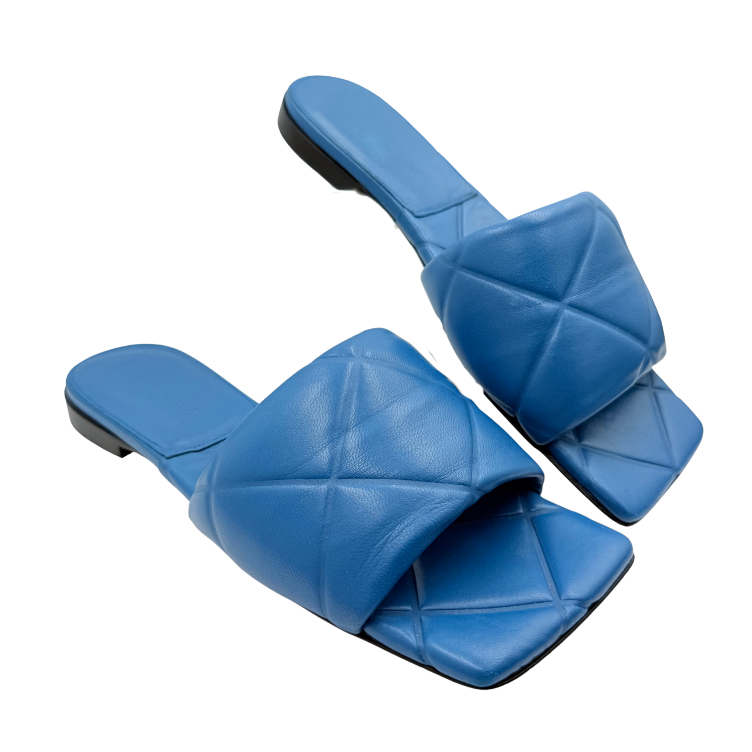 Bottega Veneta Leather Flat Slides Blue