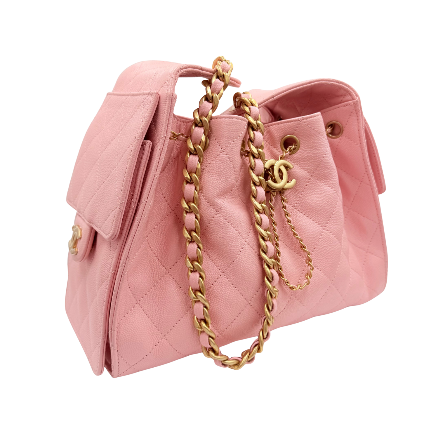 Chanel Small Quilted Caviar Leather Chanel 25 Handbag Bubblegum Pink