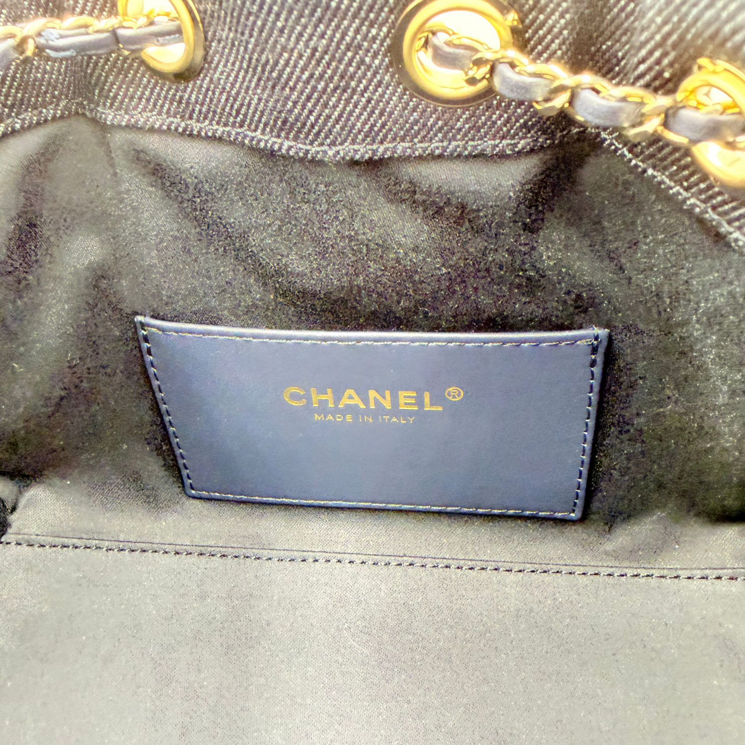 Chanel Mini Quilted Denim Chanel 25 Handbag Dark Blue